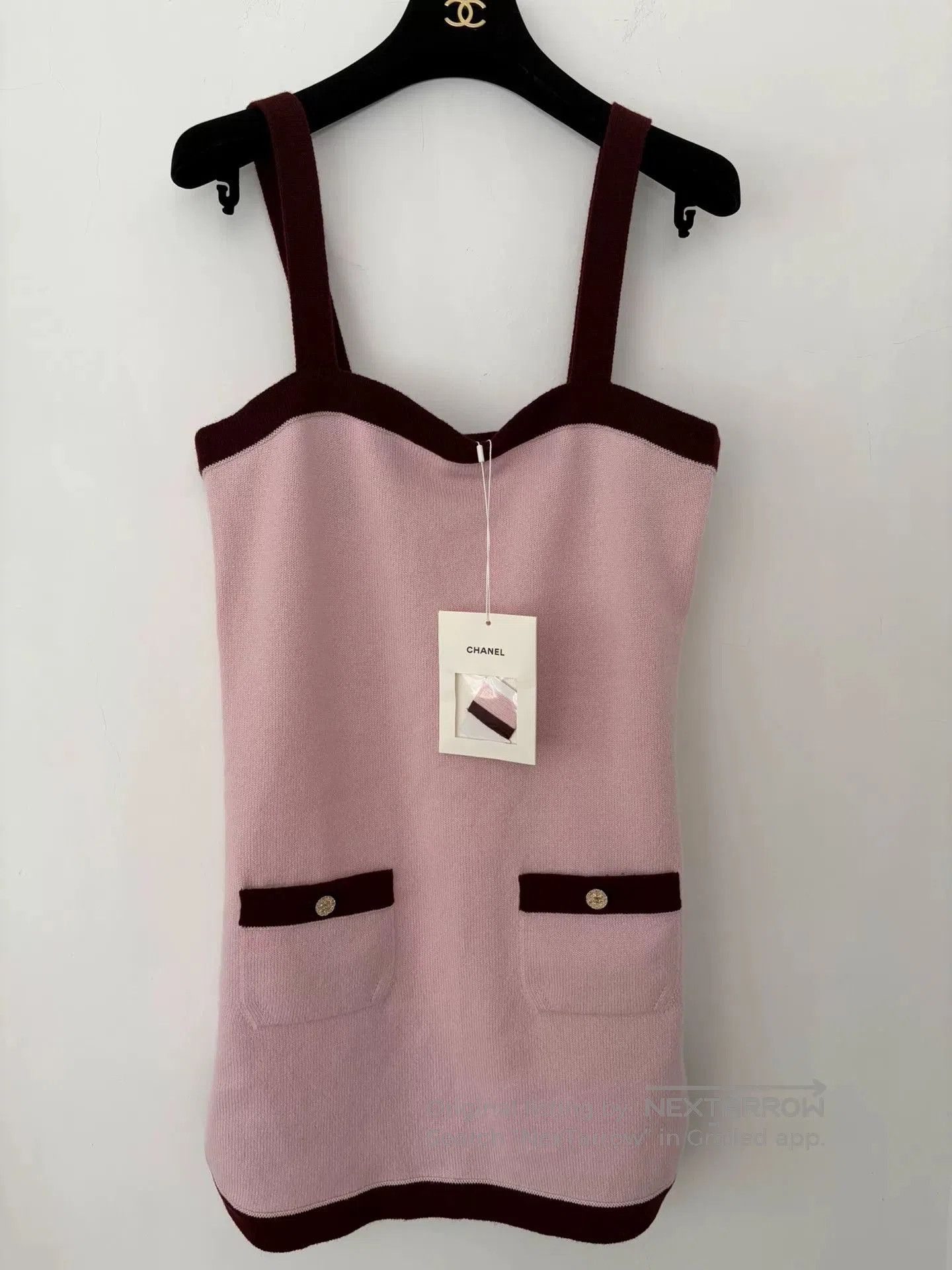 Chanel 25A Colorblock Knit Sling Dress.