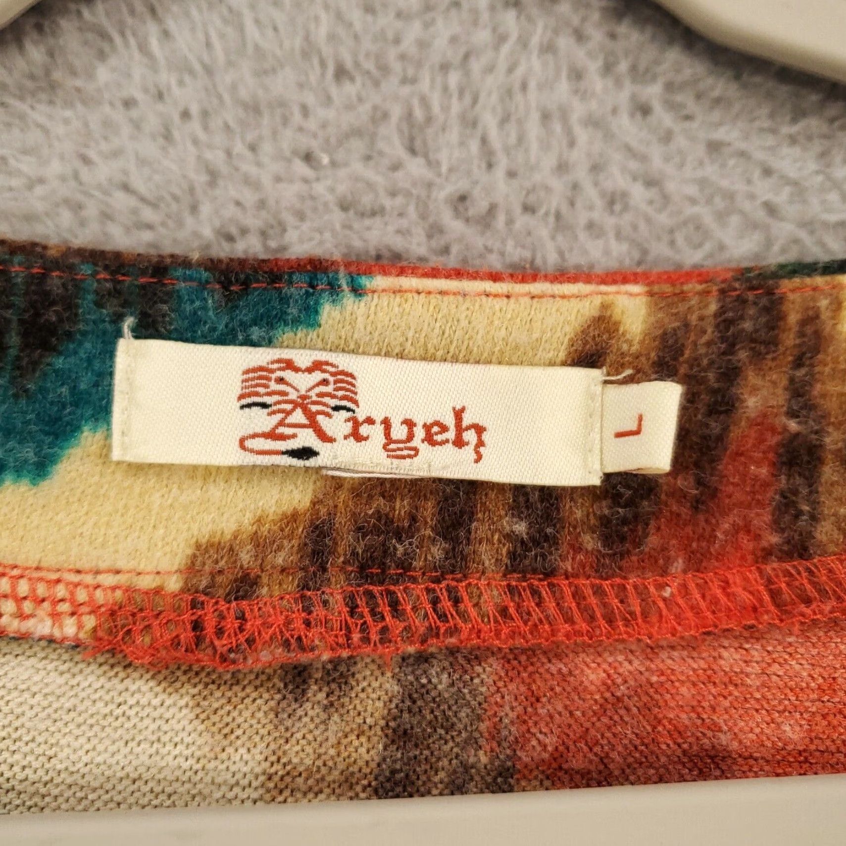 Anthropologie Aryeh Dress Womens L Boho Chevron Orange Blue Mini Short Shift Sweater Knit Geometric Casual Size 36" / US 14 / IT 50 - 3 Thumbnail