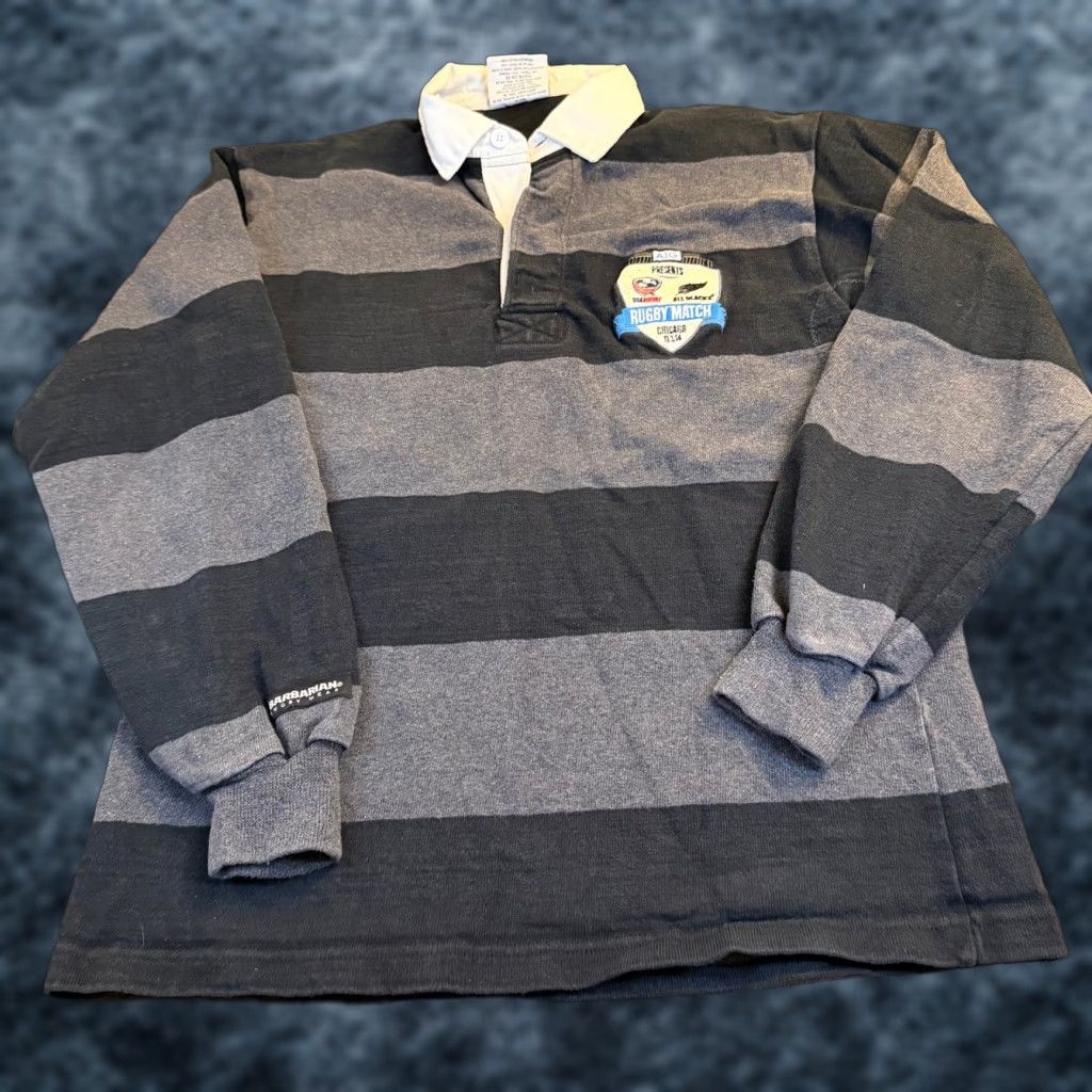 Barbarian VINTAGE Barbarian Rugby Wear Polo Shirt Striped Long Sleeve Grey/Black Men's S Size Small Casual Activewear Size US S / EU 44-46 / 1 - 1 Thumbnail