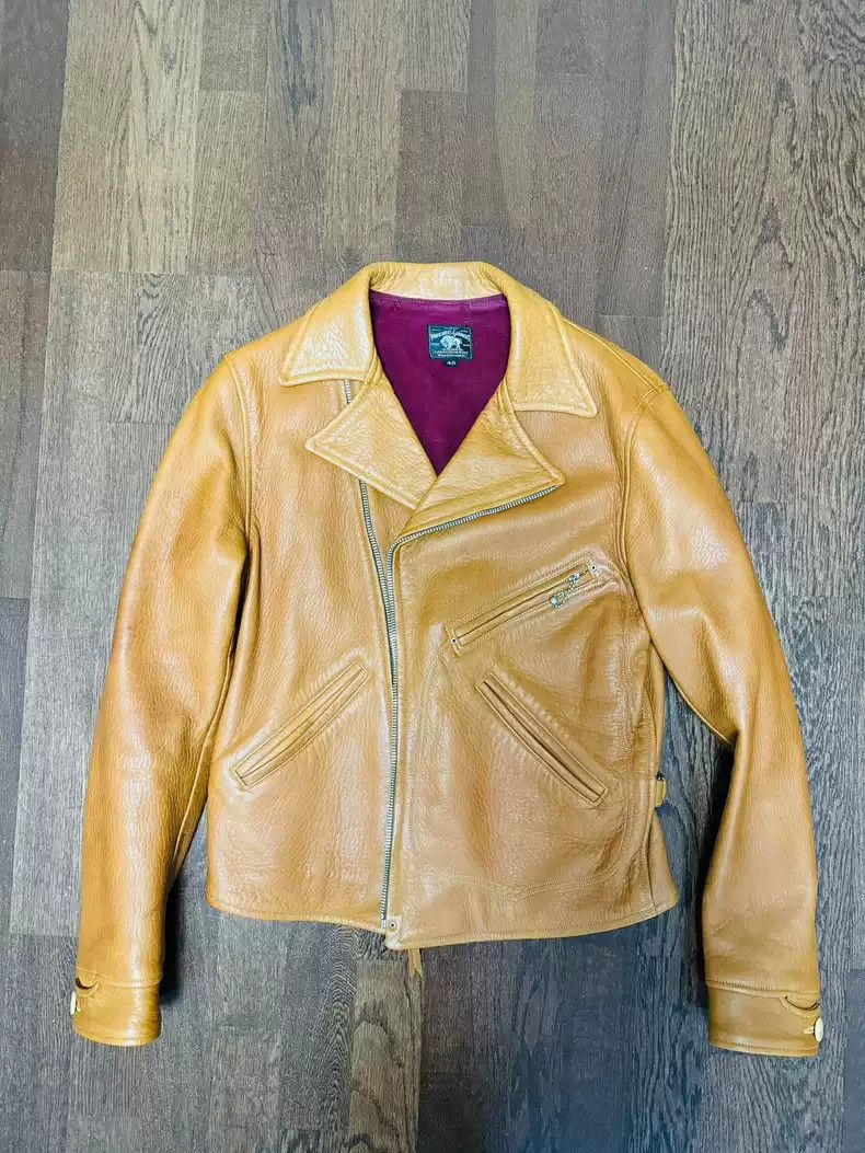 image of Freewheelers Size 40 Sun Set Deerskin Motorcycle Jacket in Brown, Men's