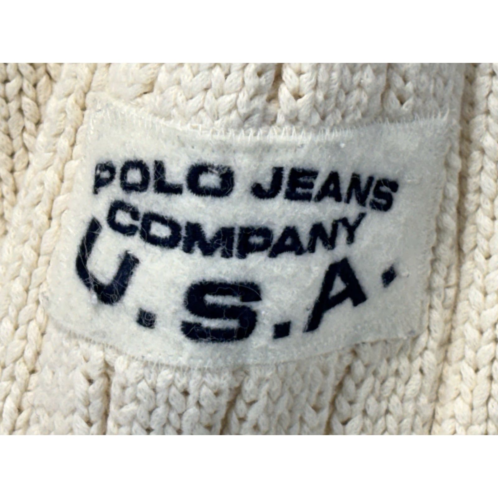 Polo Ralph Lauren VINTAGE Polo Jeans Co Turtleneck Sweater Mens XL Cream Navy Nautical Chunky Knit Pullover Heavyweight Patch Cotton 1980s-1990s Size US XL / EU 56 / 4 - 4 Thumbnail