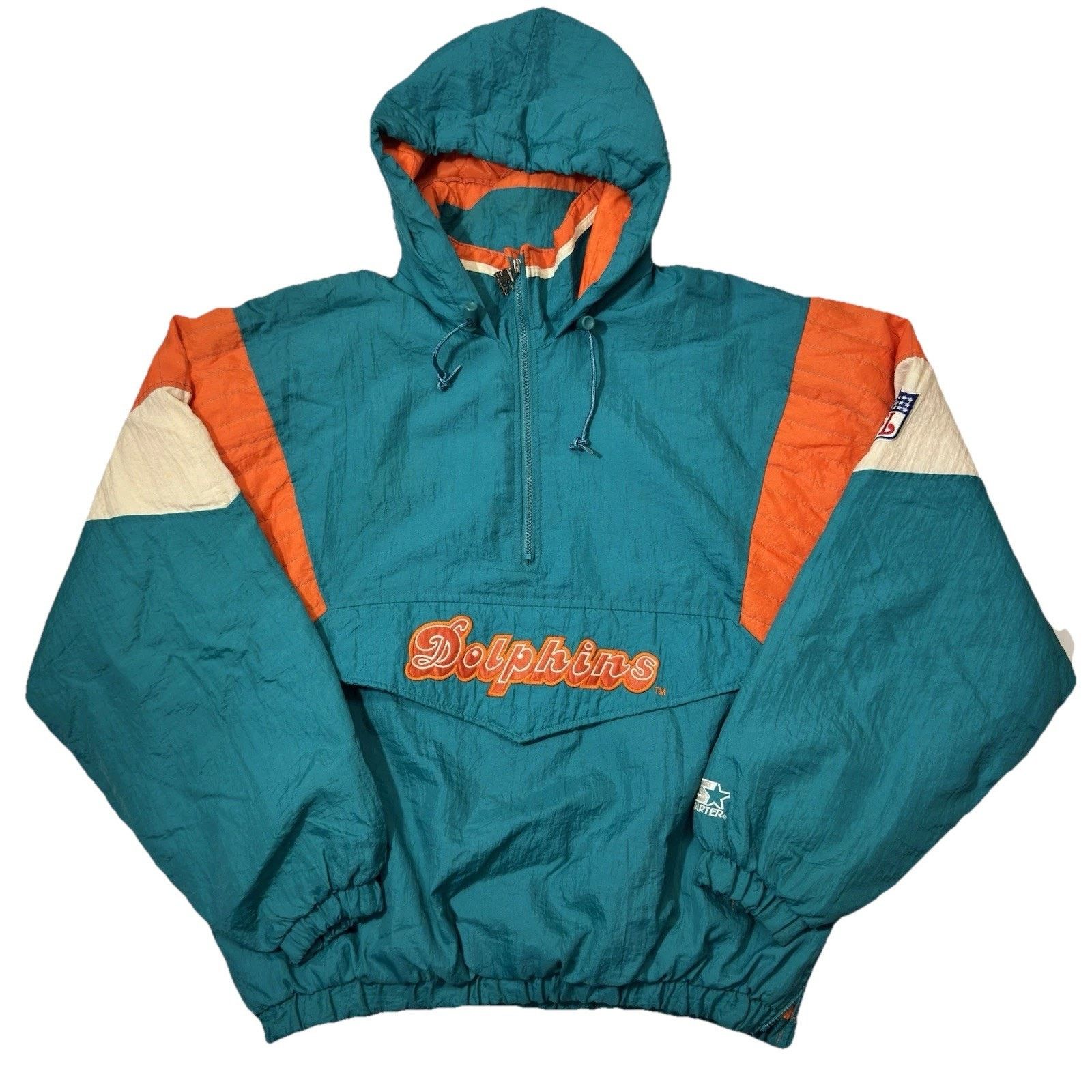 Starter VTG STARTER MIAMI DOLPHINS 1/2 ZIP W HOOD WINTER JACKET XL!! Size US XL / EU 56 / 4 - 1 Thumbnail