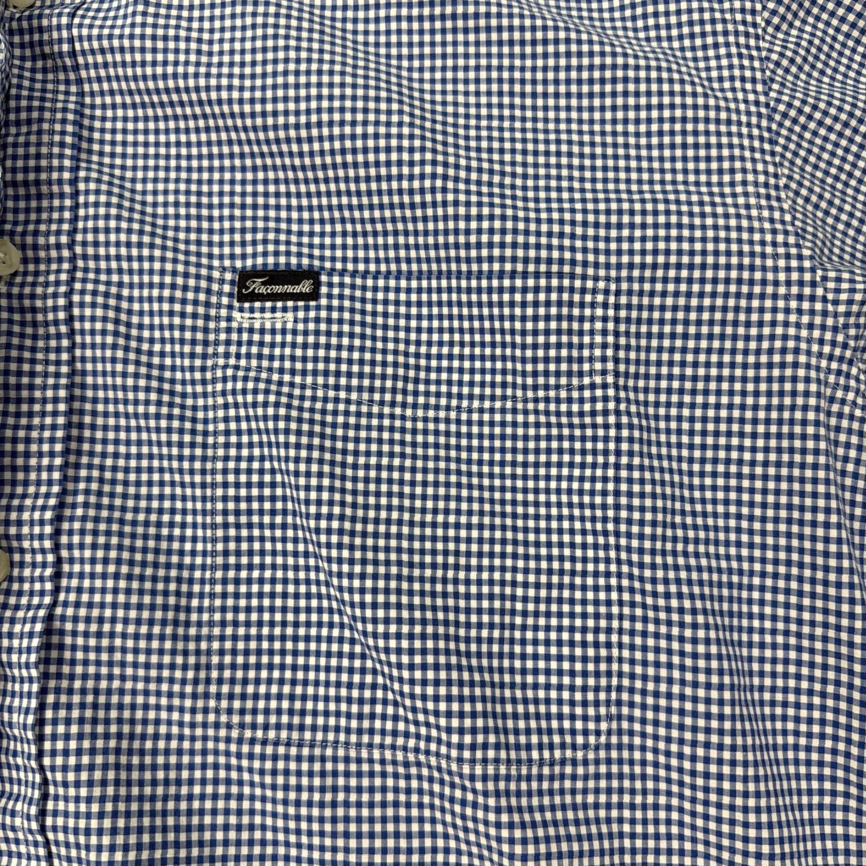 Faconnable Faconnable Shirt Mens Large Blue White Gingham Check Button Down Cotton Size US L / EU 52-54 / 3 - 3 Thumbnail