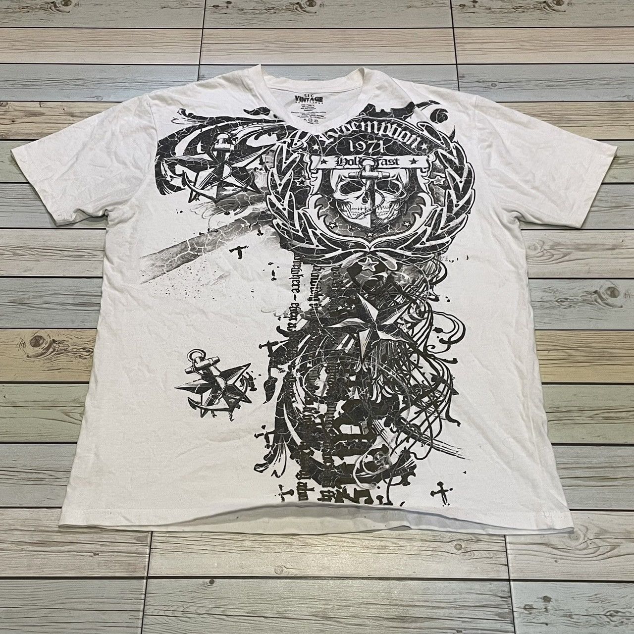 Affliction × Ed Hardy × Tapout Rare Wings Cross Tee Y2K Affliction Style Size US XL / EU 56 / 4 - 1 Thumbnail