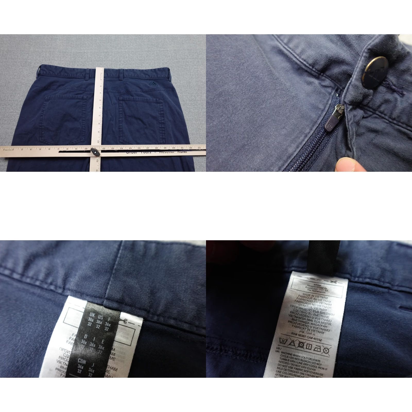 Adidas Adidas Pants Mens 36x32 Navy Blue Slim Fit Stretch Chino Golf Athletic Casual Size US 36 / EU 52 - 8 Thumbnail