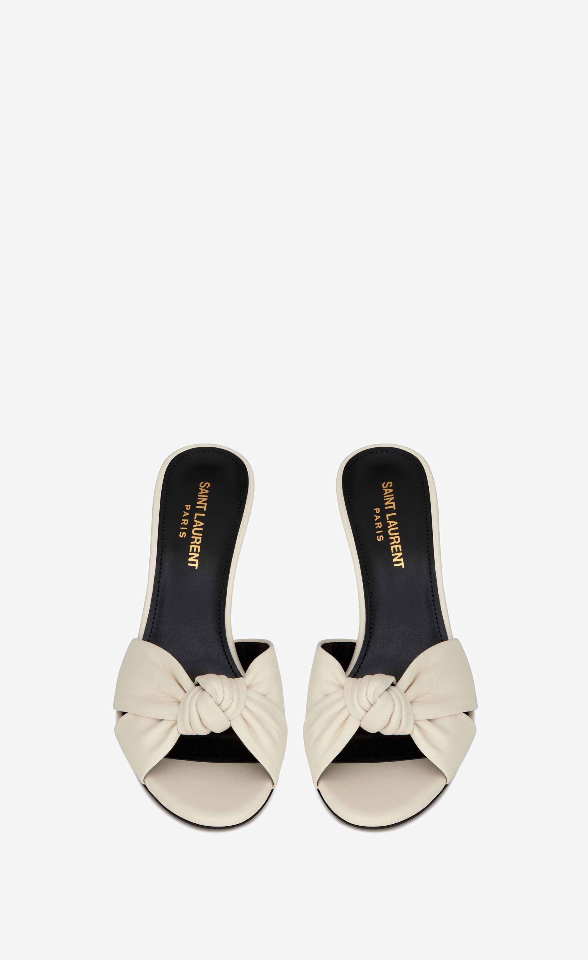 Saint Laurent Paris o1s1wg110225 620130 Bianca Heeled Mules Smooth Leather White Size US 10 / IT 40 - 2 Thumbnail
