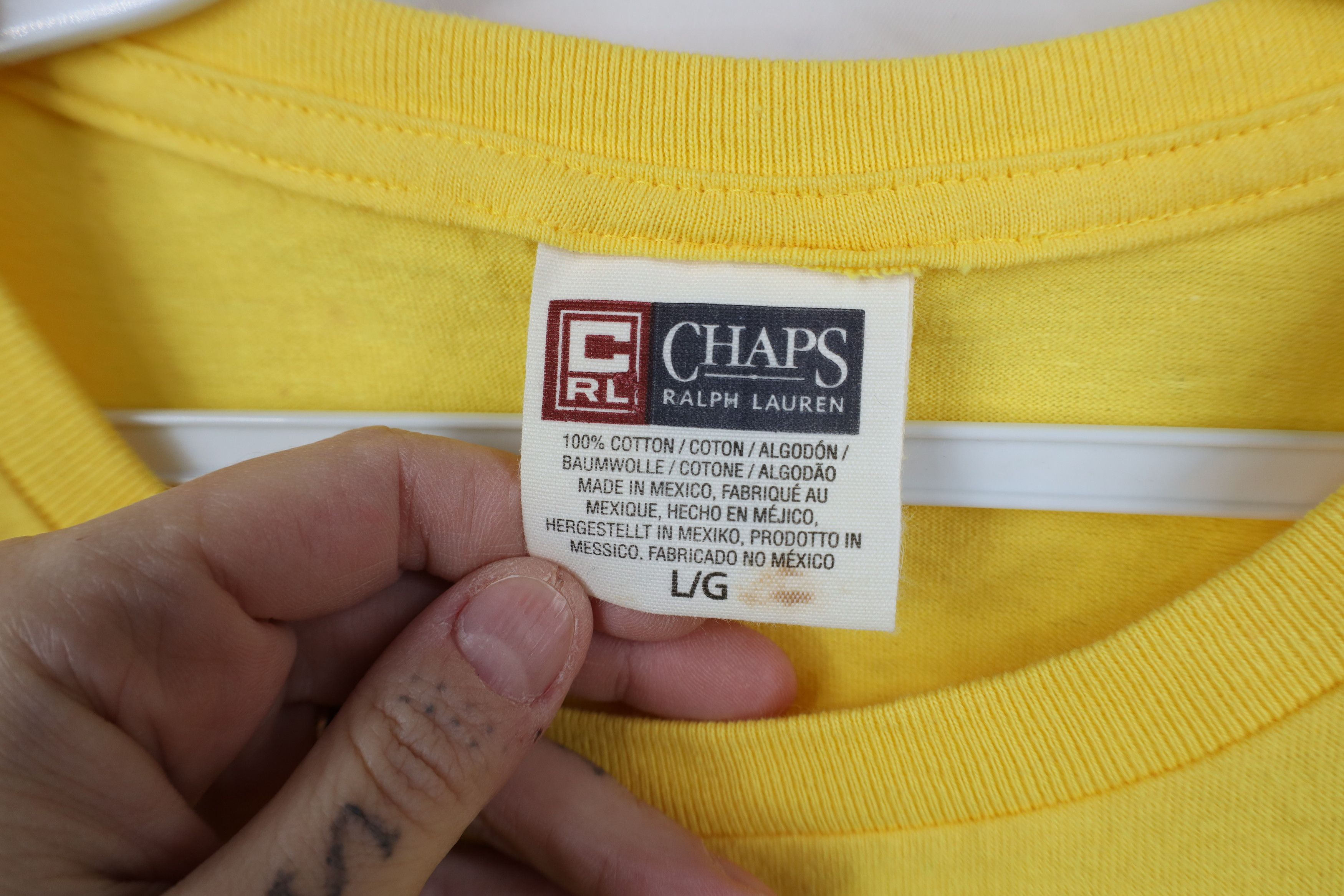 Ralph Lauren Vintage 90s Y2K Chaps Ralph Lauren Spell Out T-Shirt Yellow Size US L / EU 52-54 / 3 - 8 Thumbnail