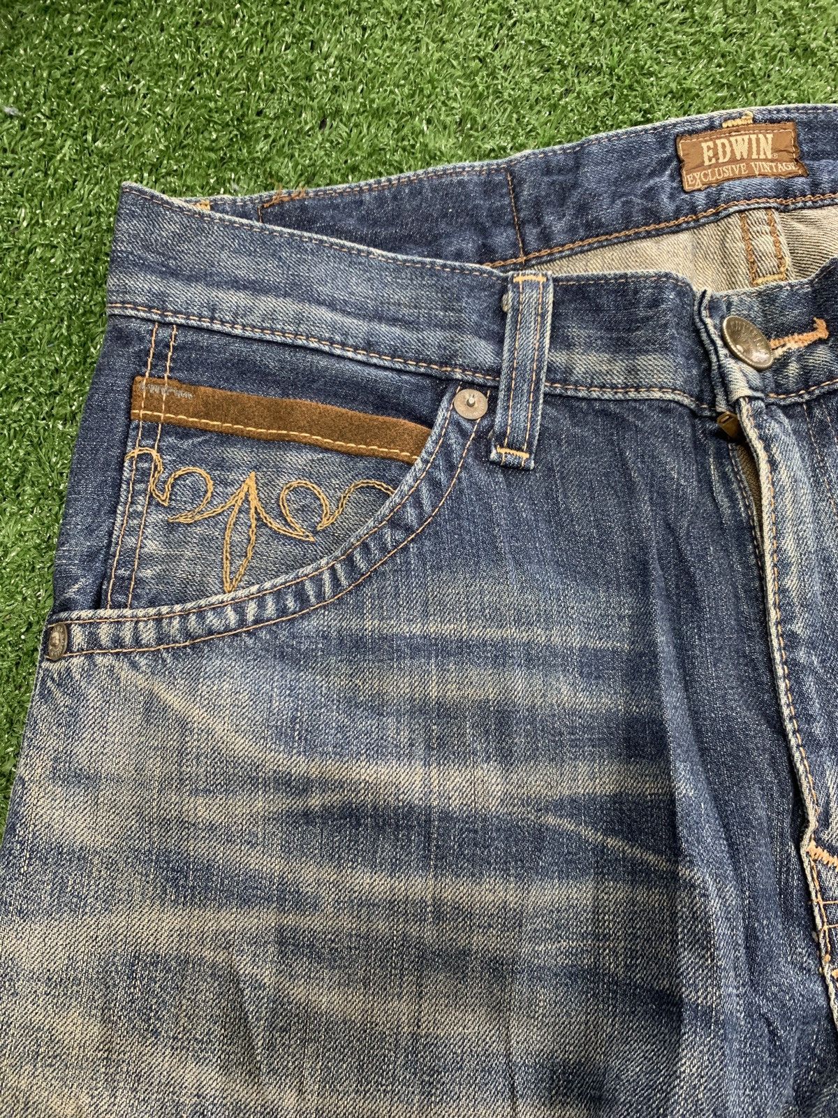 Edwin EDWIN exclusive vintage Faded Denim Leather Pocket Flap Size US 32 / EU 48 - 10 Thumbnail