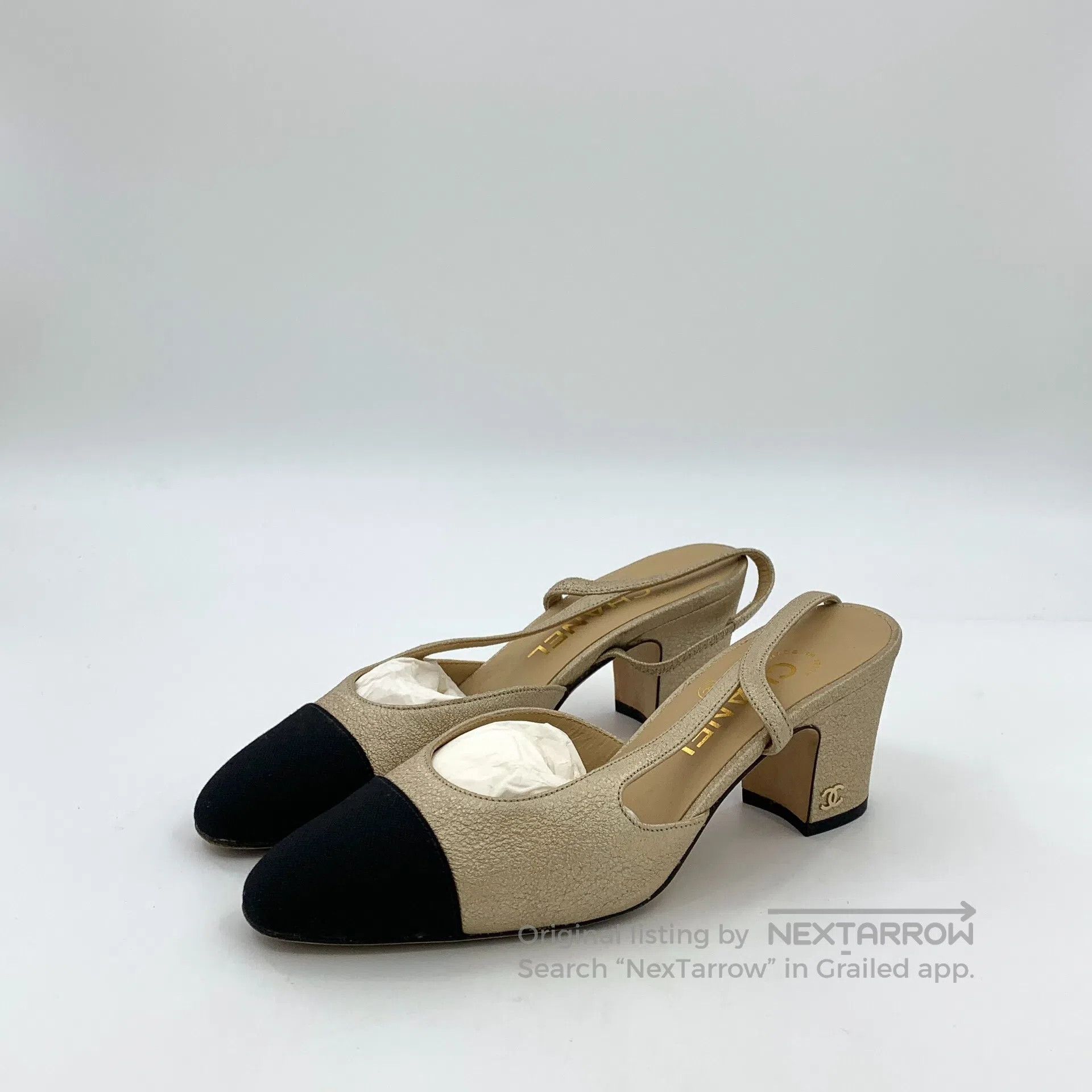 Chanel Chanel Color-Blocked Round Toe One-Strap Chunky Heel High Size US 5 / IT 35 - 1 Thumbnail