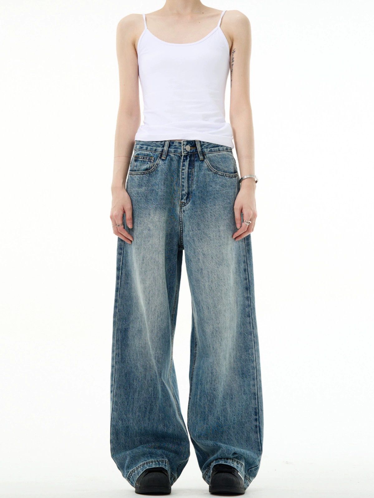 Jean Men's casual vintage washed cleanfit blue straight jeans Size US 32 / EU 48 - 2 Thumbnail