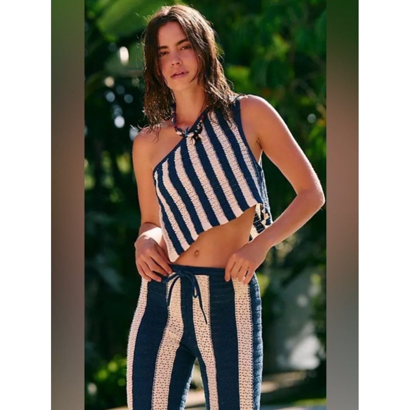 Free People New Free People Joan Fauxchet Top Pants Set In Navy Combo S Size 26" / US 2 / IT 38 - 3 Thumbnail