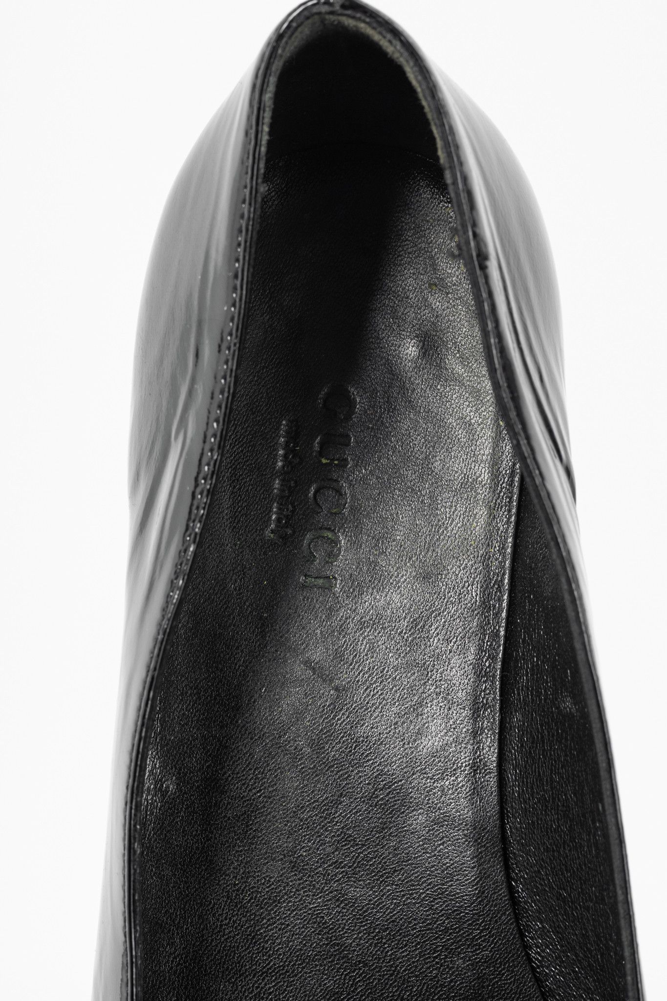 Gucci Gucci Black Patent-Leather Tortoise-Horsebit Peep-Toe Flats Size US 6.5 / IT 36.5 - 10 Thumbnail