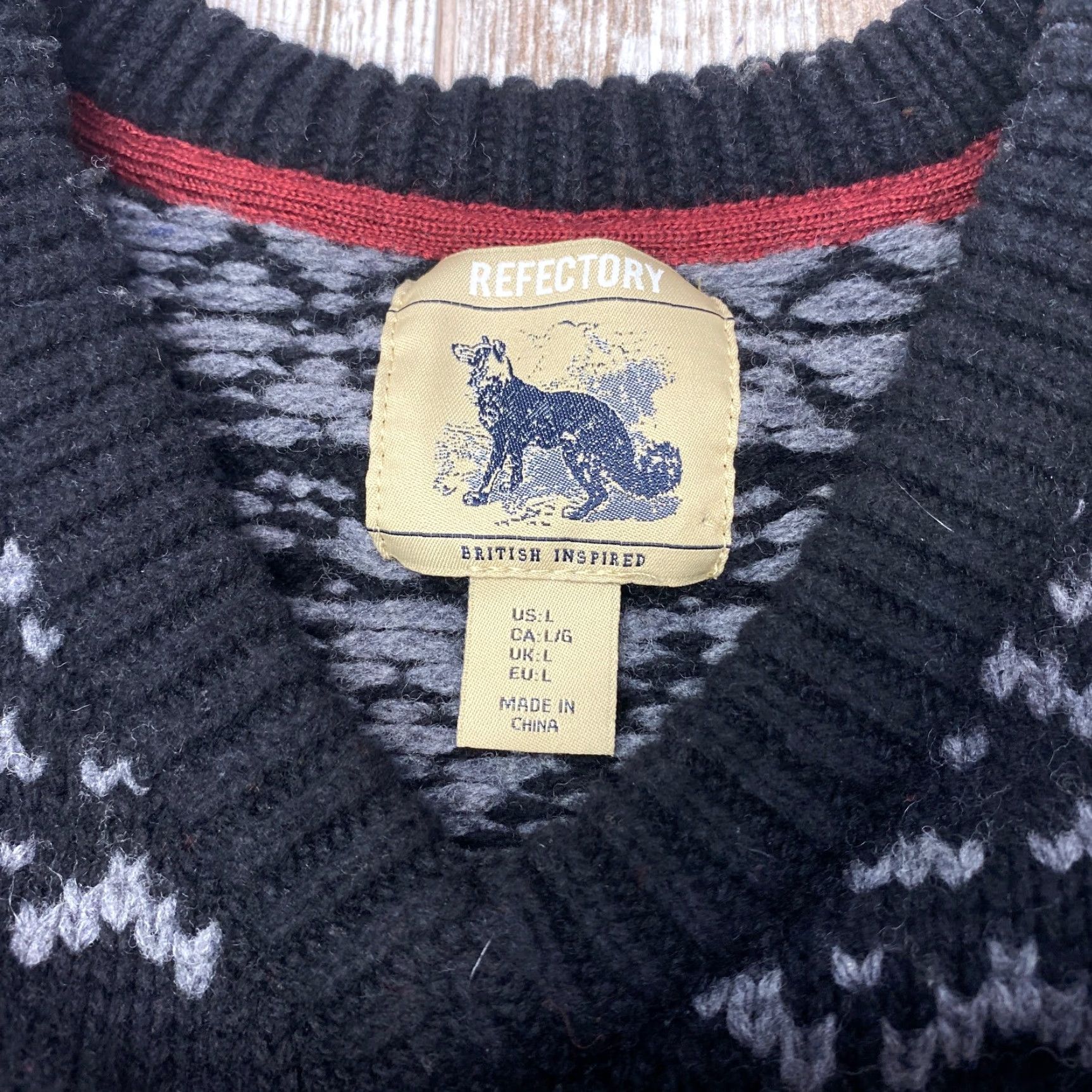 Vintage VINTAGE Refectory Sweater Mens Large Black Lambs Wool Fair Isle Nordic Icelandic 7573 Size US L / EU 52-54 / 3 - 7 Thumbnail