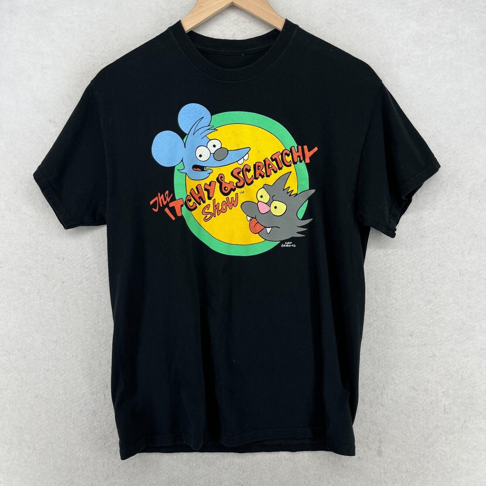 Vintage THE SIMPSONS Shirt Adult M ITCHY & SCRATCHY Cotton Jersey Short