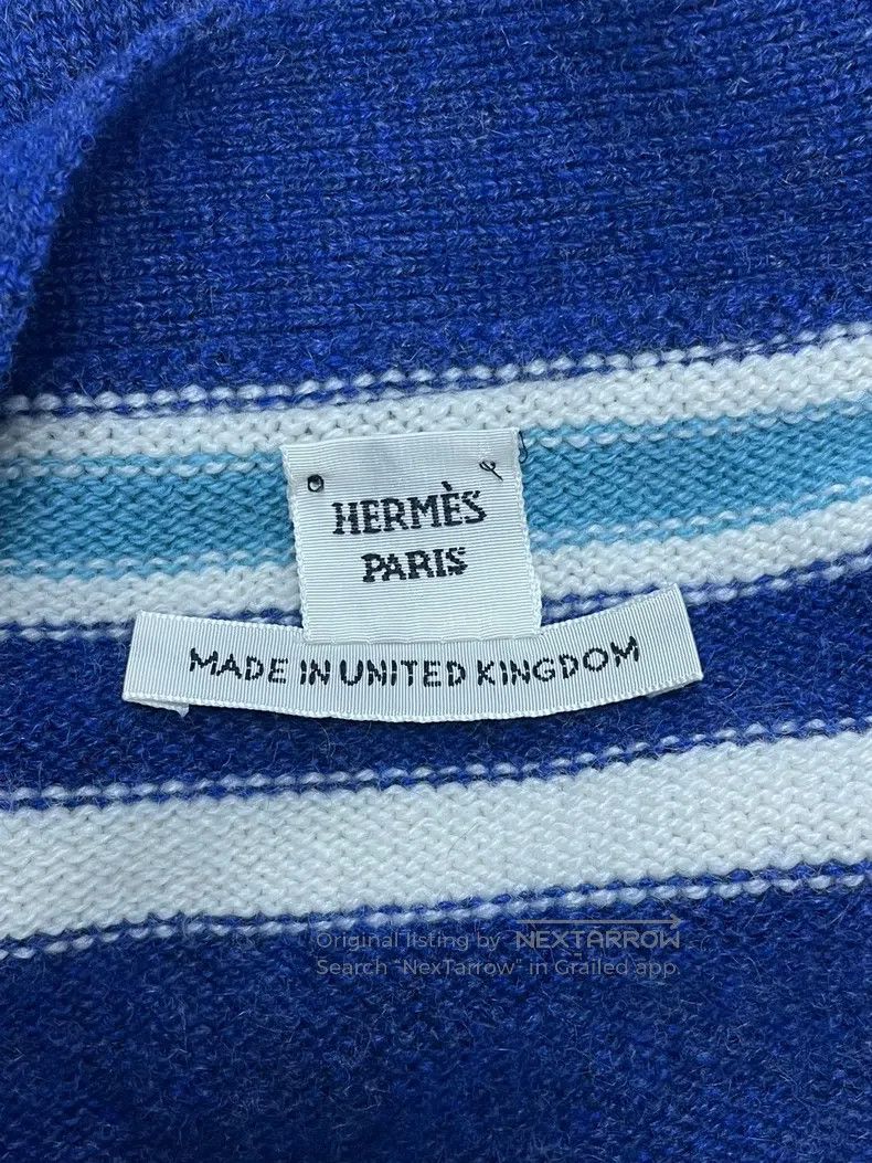 Hermes Hermes Blue and White Striped Printed Knit Cardigan Size XS / US 0-2 / IT 36-38 - 4 Thumbnail