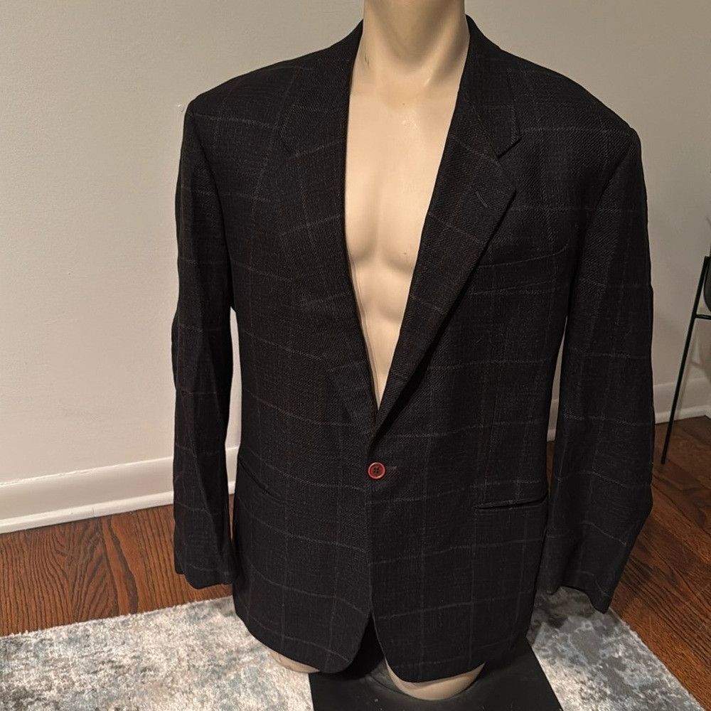 Lubiam Lubiam Men’s Suit Jacket Plaid Cashmere Stuart Chicago Made Size 42R - 1 Thumbnail