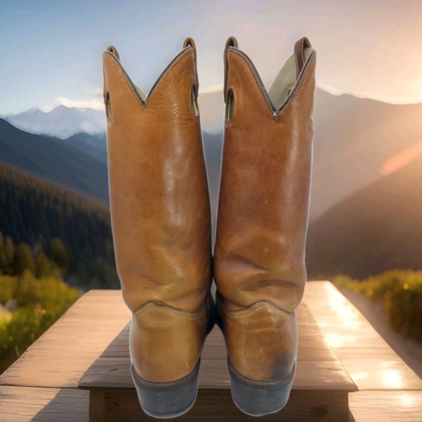 J Brand VINTAGE TEXAS BOOT COMPANY Cowboy Boots Mens 11 Tan Brown Leather Western Avonite Size US 11 / EU 44 - 7 Thumbnail