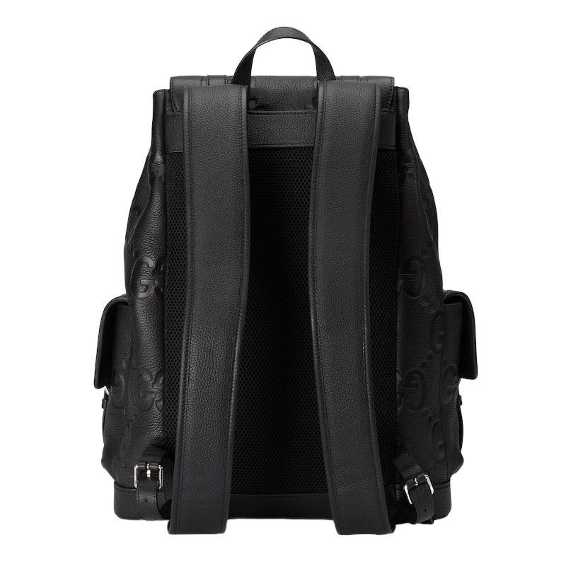 Gucci GUCCI $3980 Black Jumbo GG Leather Large Backpack New & Auth Size ONE SIZE - 3 Thumbnail