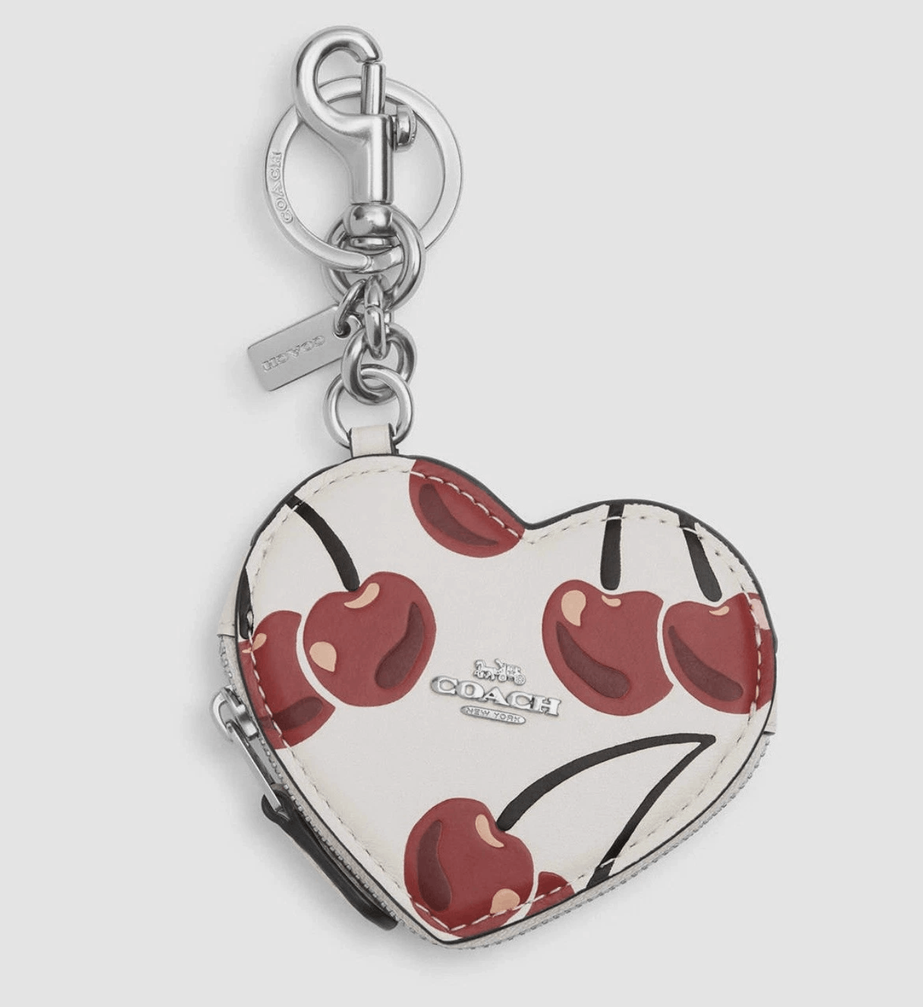 Coach Heart Coin Pouch Bag Charm With Cherry Print CZ091 Size ONE SIZE - 5 Thumbnail