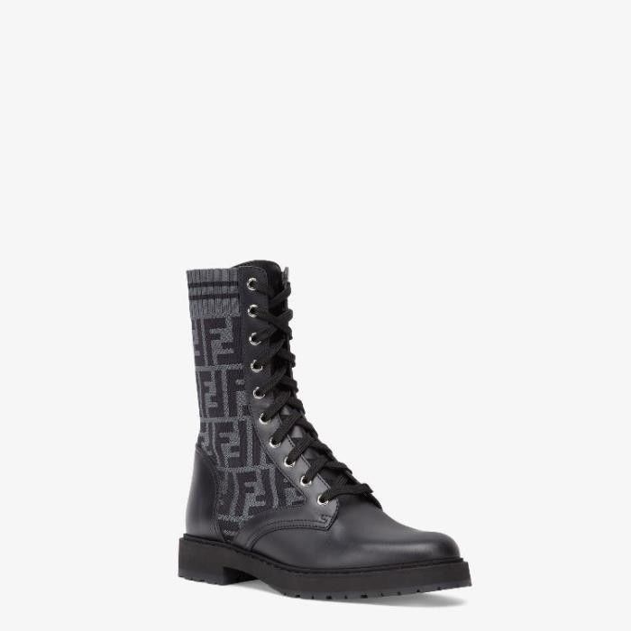 Fendi o1w1db10325 BT6780 Rockok Boots in Black & Grey Size US 8 / IT 38 - 2 Thumbnail