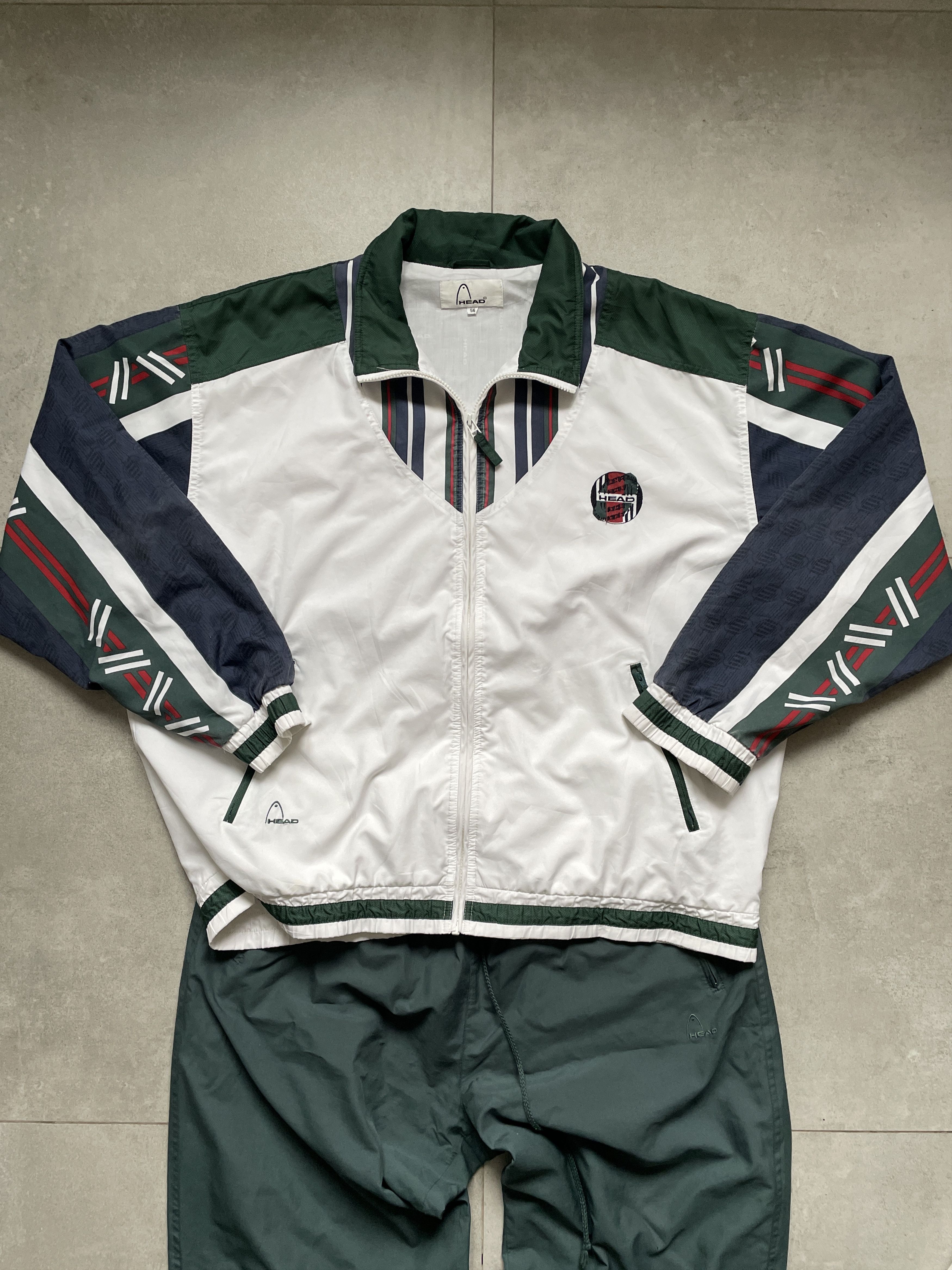 image of Vintage 90's Head White Green Tennis Tracksuit in Green White, Men's (Size XL)