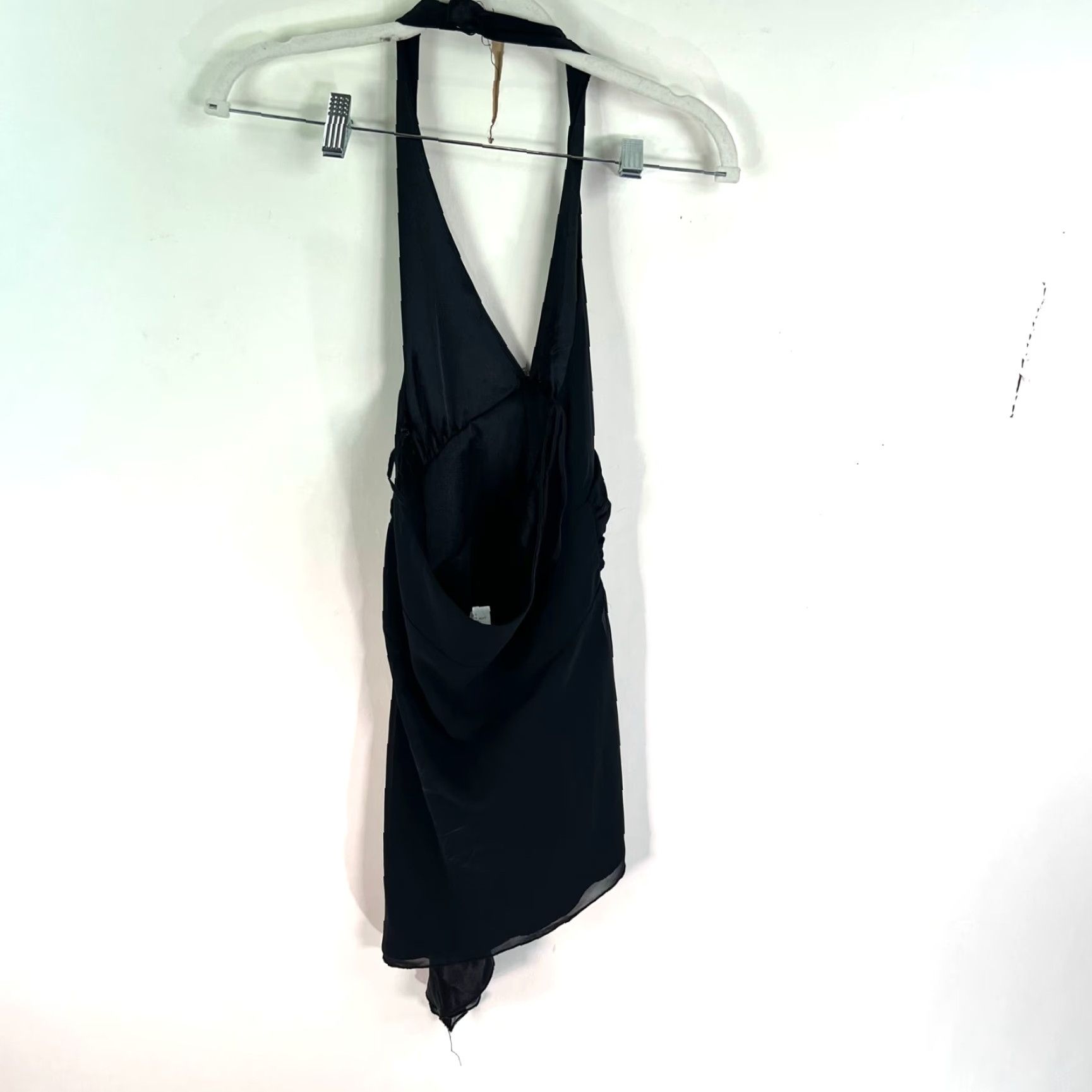 Vintage VINTAGE MSK Y2K 2000s Fairycore Dress S Black Halter Sleeveless Ruched Chiffon Knee Length Vintage Size S / US 4 / IT 40 - 6 Thumbnail