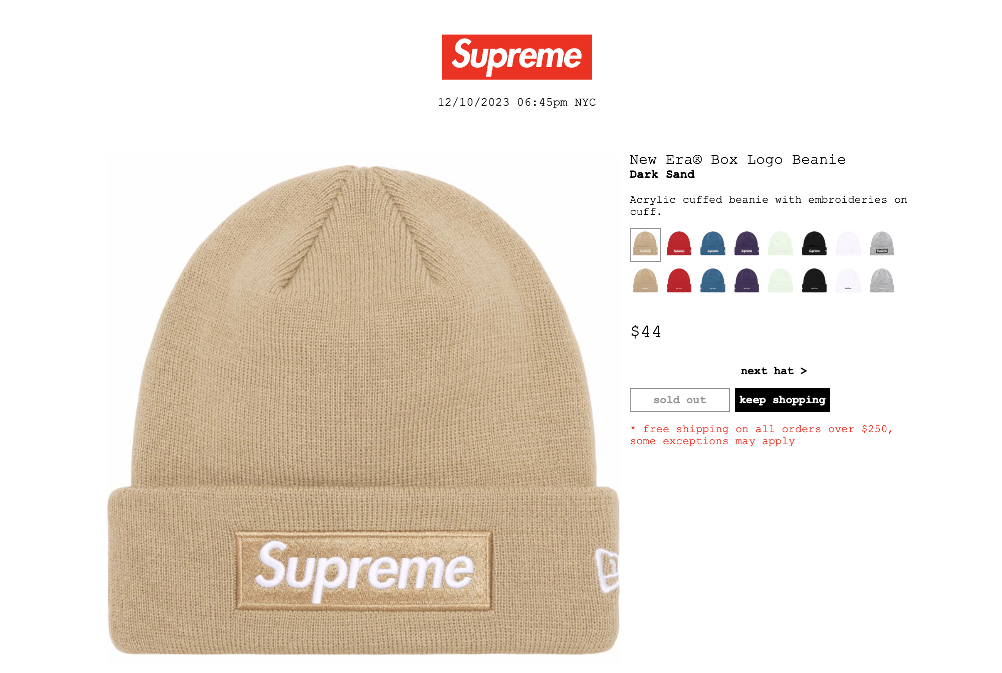 Streetwear × Supreme SUPREME YARN APPLIQUÉ BEANIE DARK