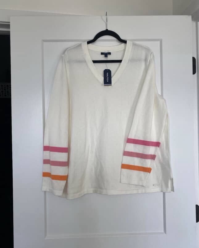 Nautica Nautica Marshmallo Lightweight Striped Cuff Sweater NWT Size XL / US 12-14 / IT 48-50 - 1 Thumbnail