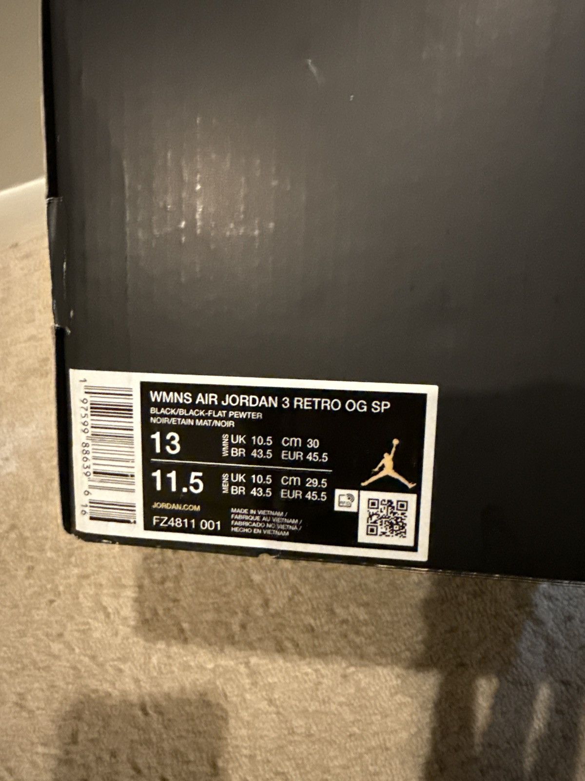 Jordan Brand × Nike Jordan 3 A ma maniere Size US 11.5 / EU 44-45 - 10 Thumbnail