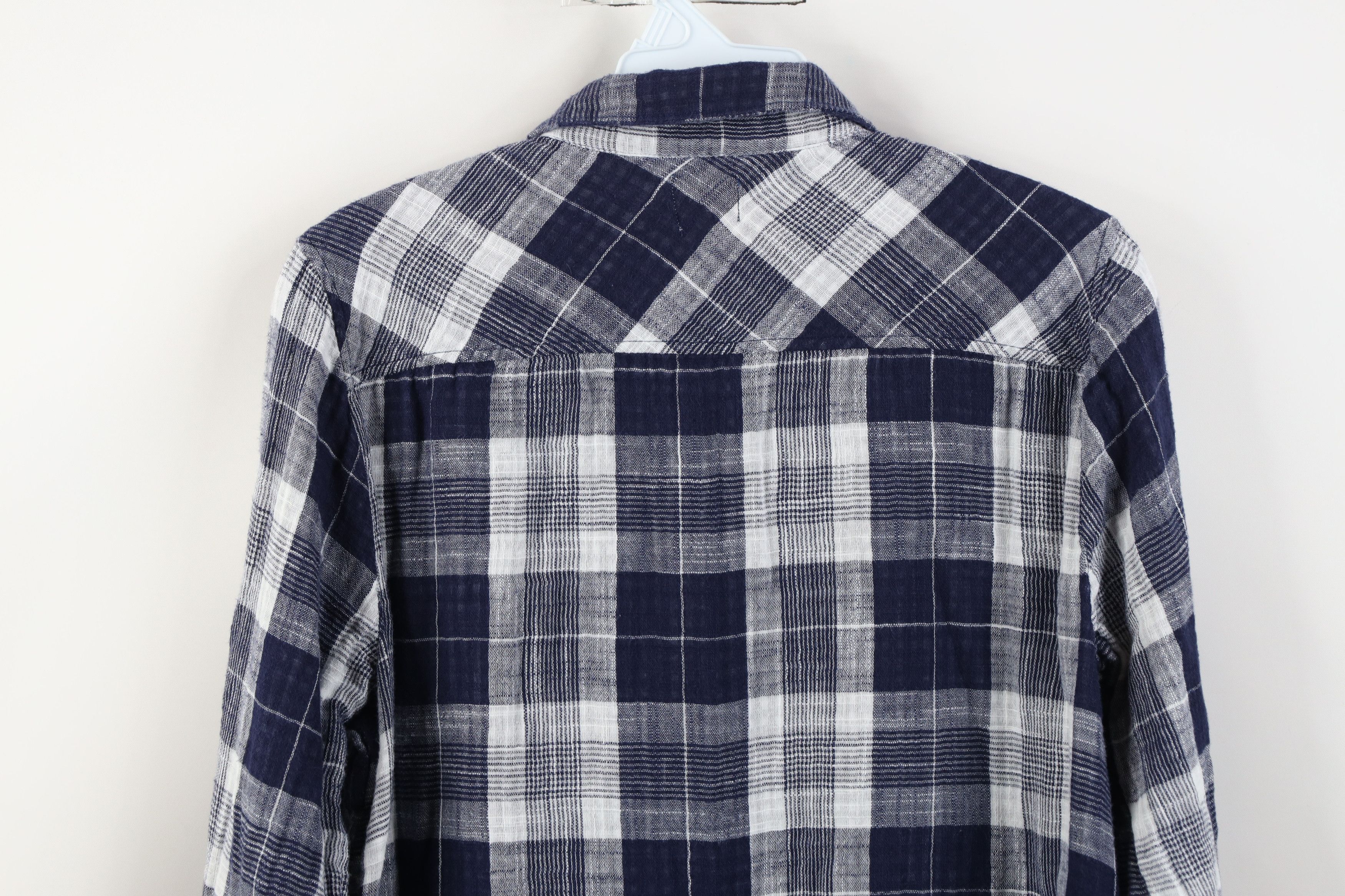 J.Crew J Crew Gauzy Cotton Knit Collared Button Shirt Blue Plaid Size M / US 6-8 / IT 42-44 - 12 Thumbnail
