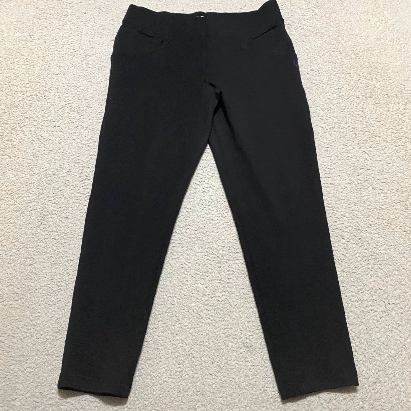 Vintage Betabrand Leggings Womens Large Ankle Solid Black Pockets Gym Training Yoga Running Tape: Athletic, Skinny Inseam 24 in Size 36" / US 14 / IT 50 - 2 Thumbnail
