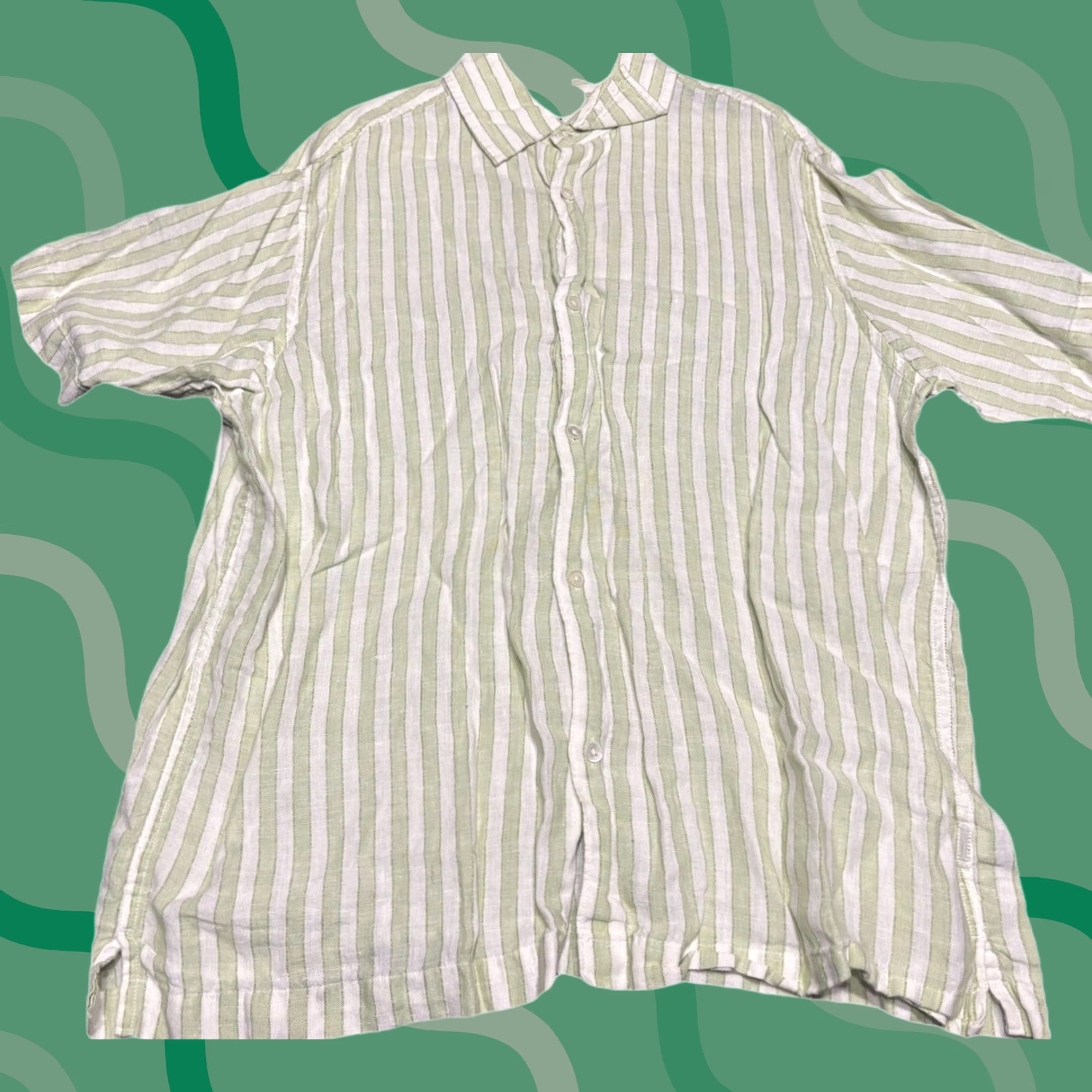 Banana Republic Banana Republic Shirt Mens M Stripe Short Sleeve Camp Linen Beach Button-Up Collared Chest Pockets White Regular Size M Casual Beach Size US M / EU 48-50 / 2 - 1 Thumbnail
