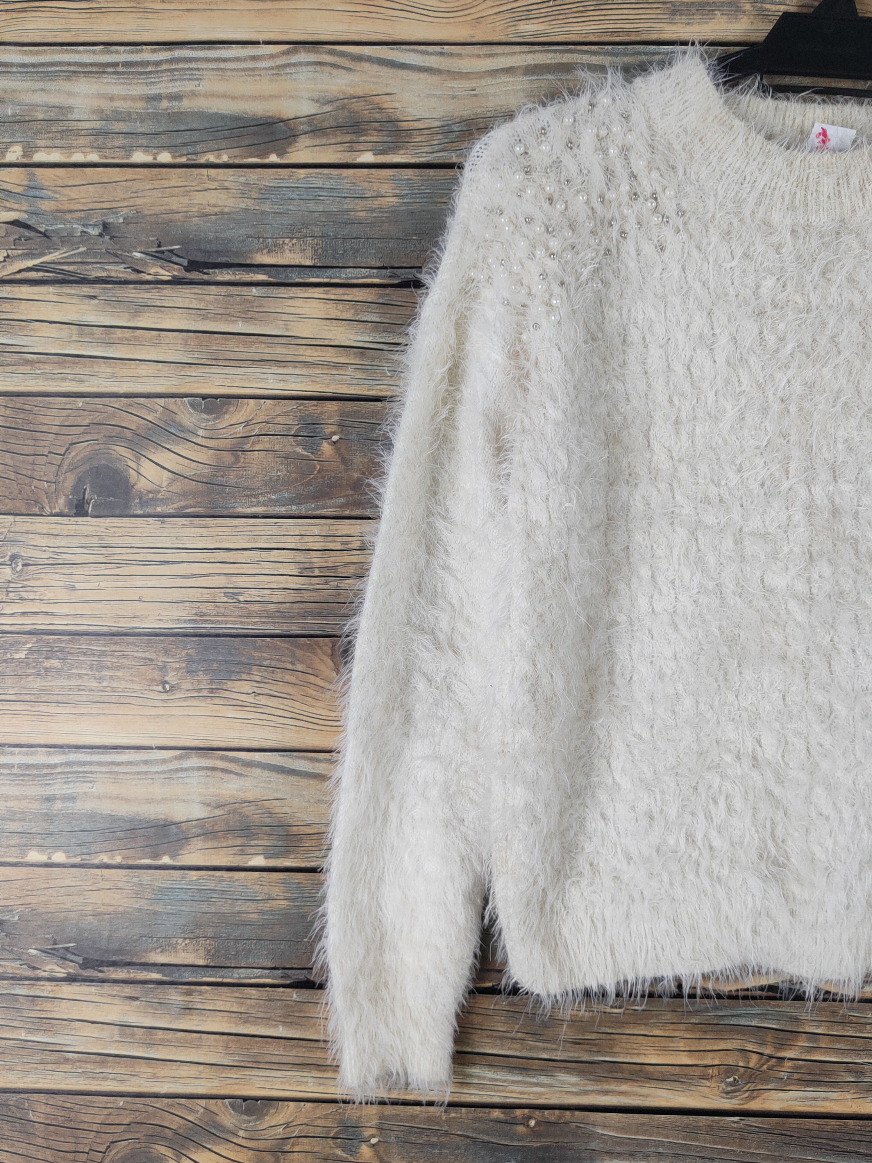 Japanese Brand Valleygirl Ivory Shag Shaggy Fur Mohair Knitwear #W1642 Size S / US 4 / IT 40 - 3 Thumbnail