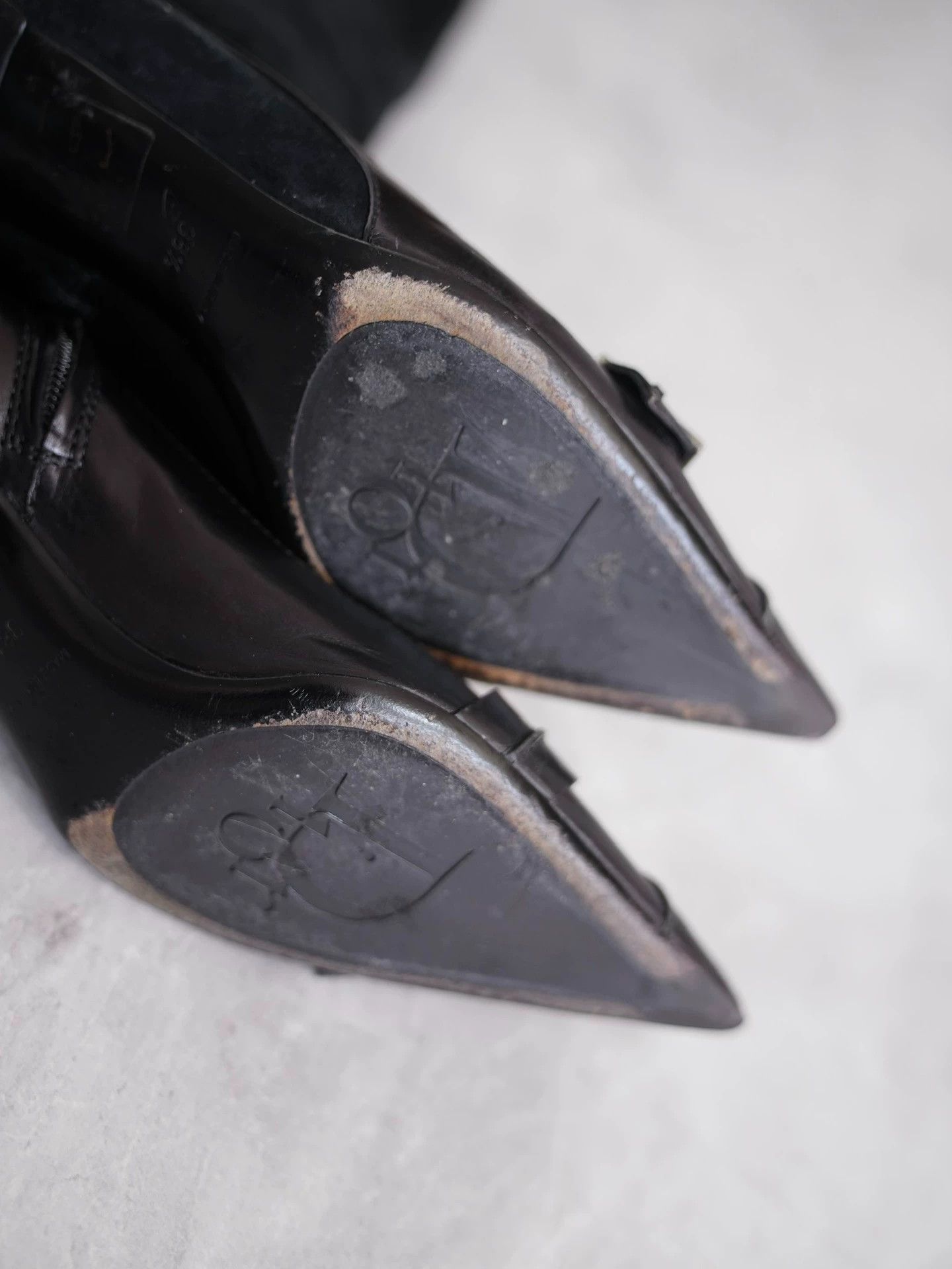 Dior Dior by John Galliano 2000s Black Silver Suede Knee Boot Size US 8 / IT 38 - 7 Thumbnail