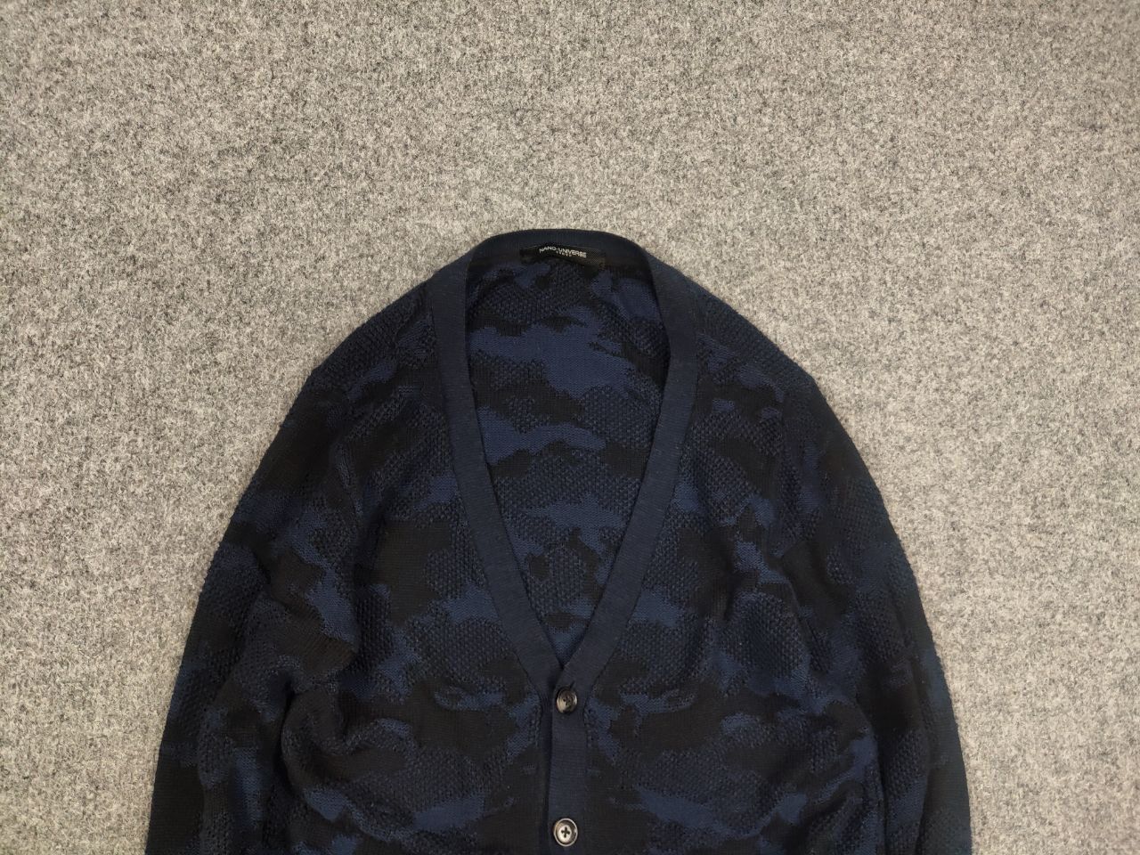 Japanese Brand Nano Universe Tokyo Japan Design Dark Wool Camo Cardigan Size US S / EU 44-46 / 1 - 4 Thumbnail