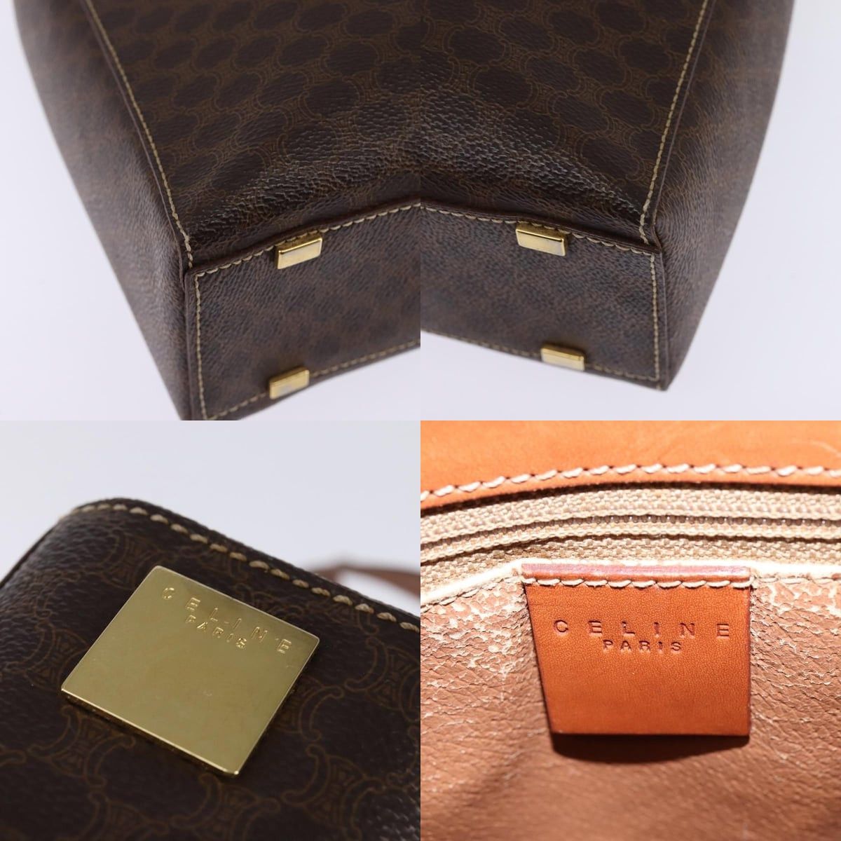 Celine CELINE Macadam Canvas Hand Bag Pvc Leather Brown Gold Size ONE SIZE - 11 Thumbnail