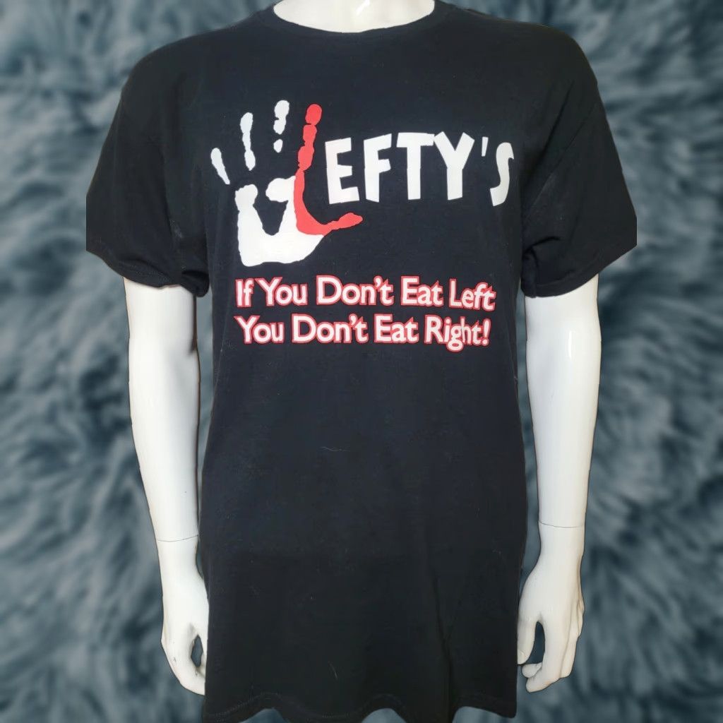 Gildan VINTAGE Leftys Cheesesteaks Hoagies & Grill Fast Food Uniform T Shirt Large Detroit MI Size US L / EU 52-54 / 3 - 1 Thumbnail