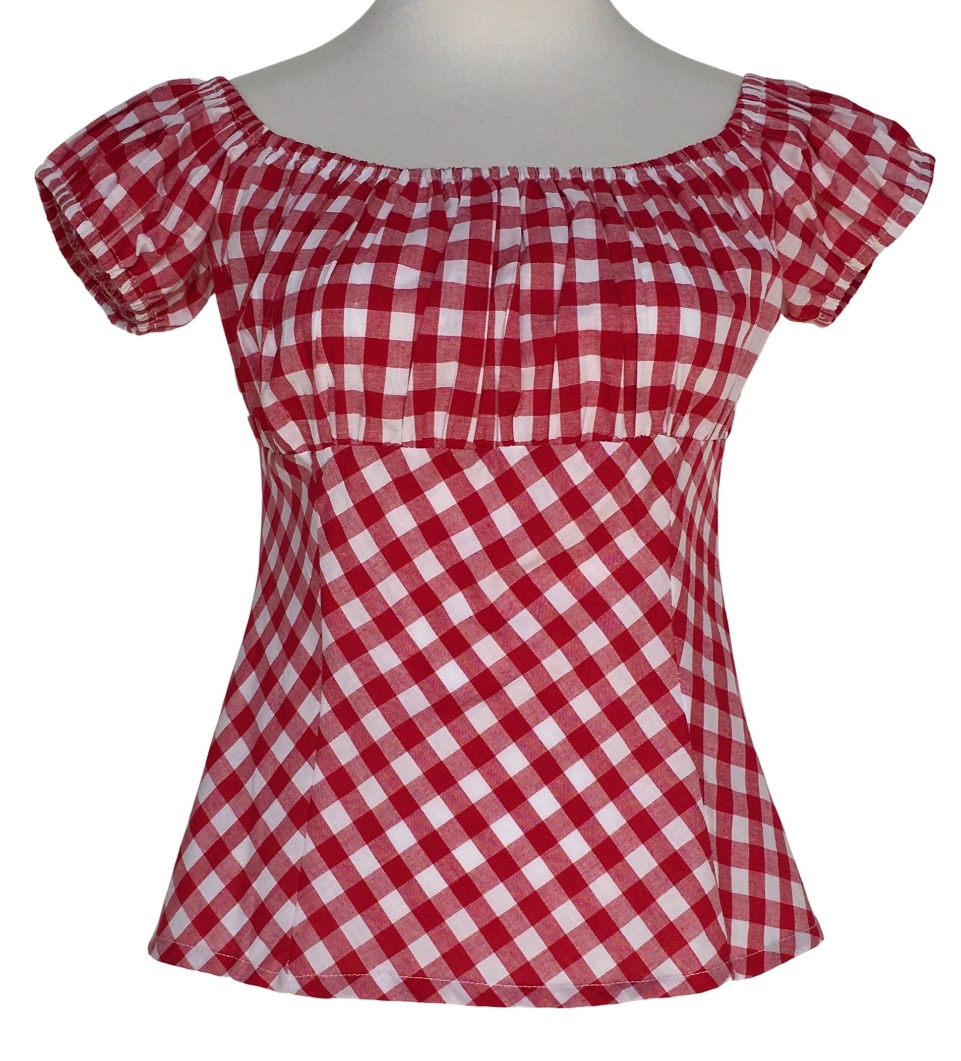 Other Women tops, red and white check, off shoulder, slim fit Size XXL / US 16-18 / IT 52-54 - 1 Thumbnail