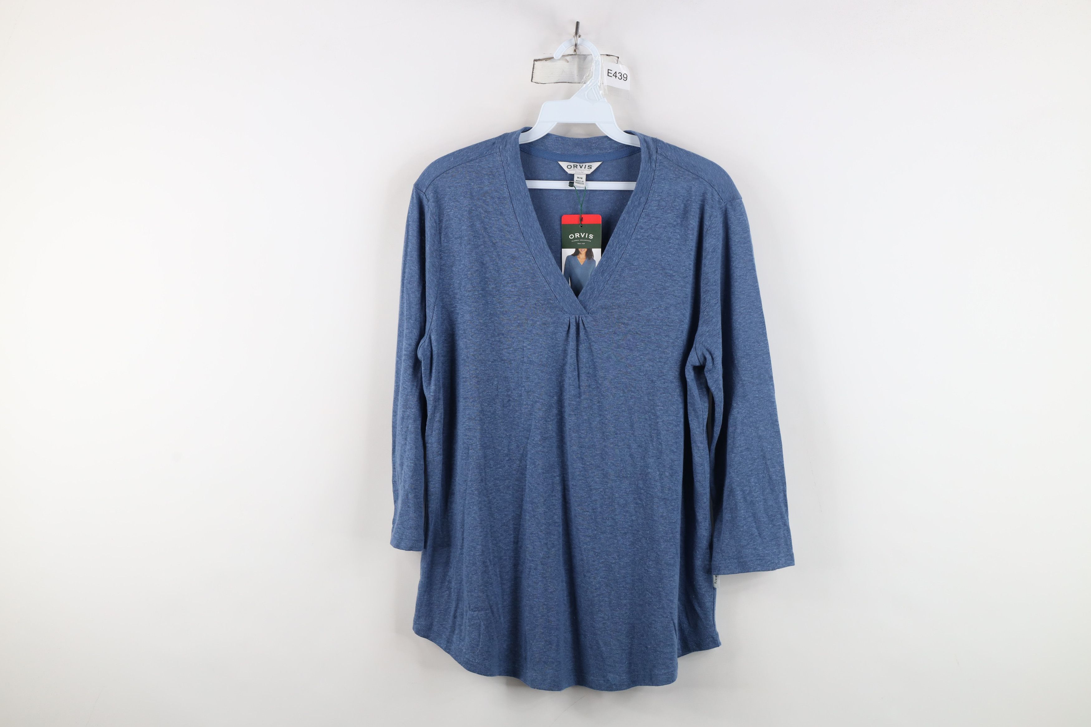 Orvis New Orvis Blend Knit 3/4 Sleeve V-Neck T-Shirt Heather Blue Size M / US 6-8 / IT 42-44 - 1 Thumbnail