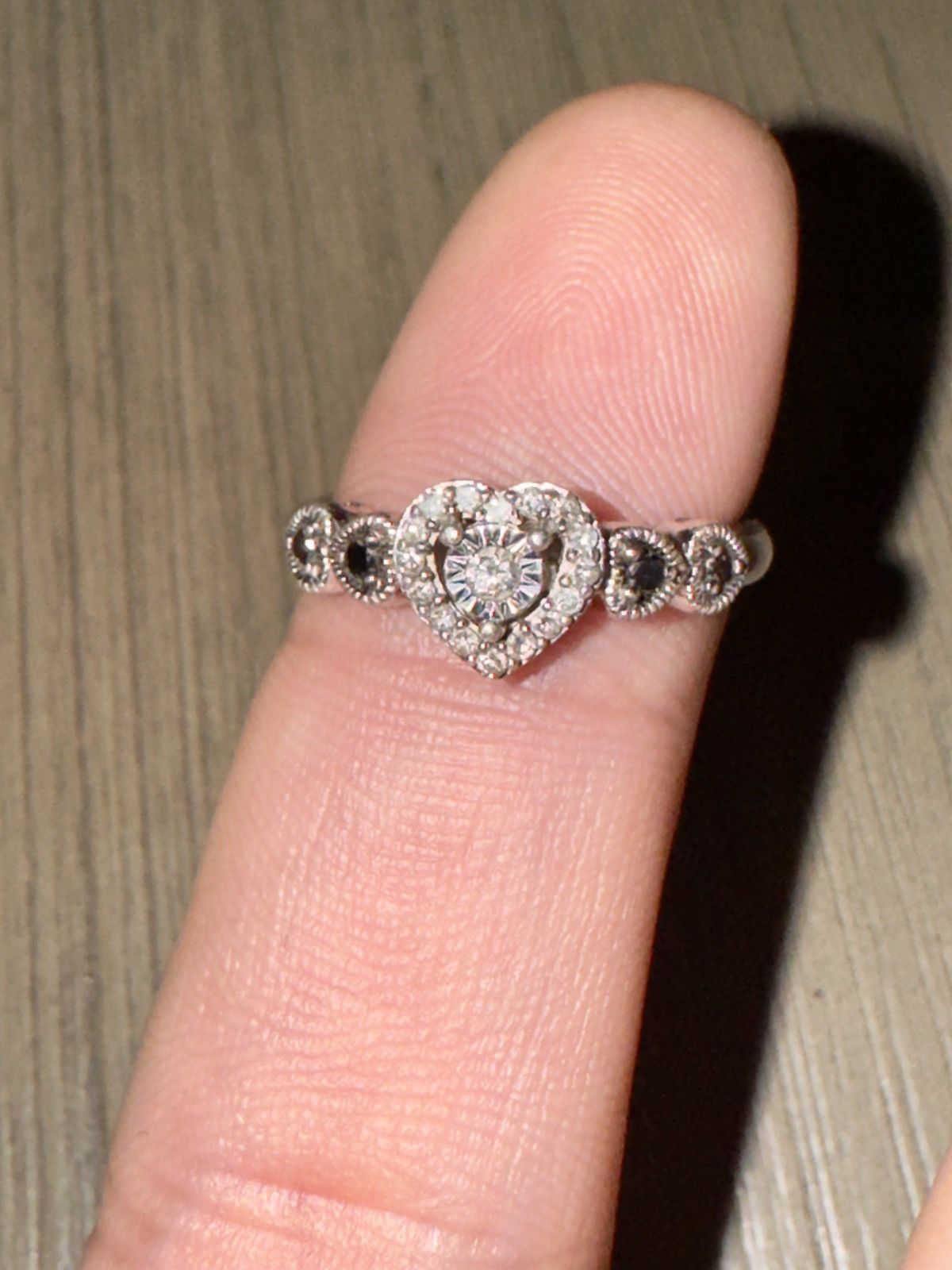 Other Black/White Diamonds 1/5 ct tw Promise Ring Sterling Silver Size ONE SIZE - 4 Thumbnail