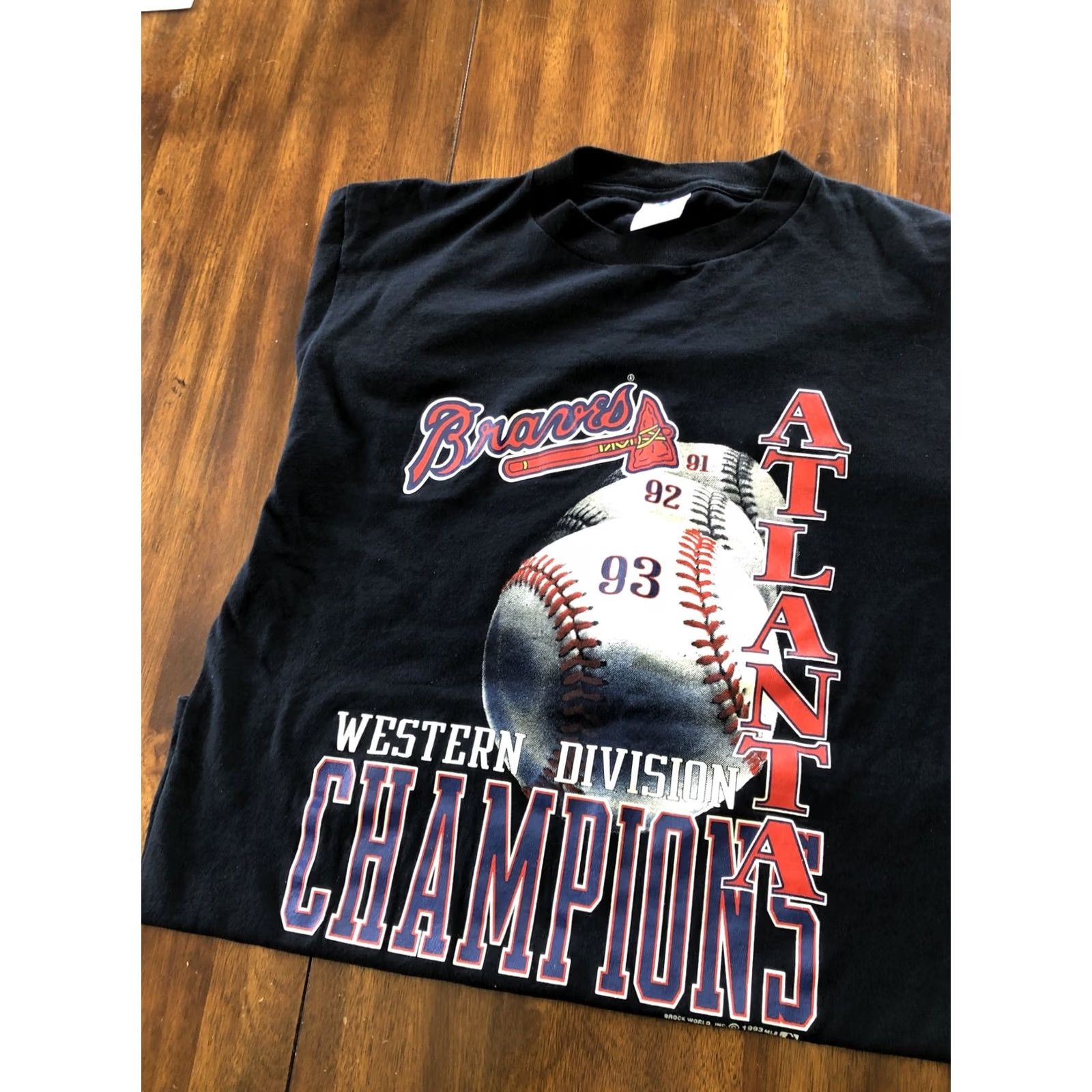 Vintage VINTAGE Atlanta Braves 1991-1993 3 Time Western Division Champions Mens XL T Shirt Size US XL / EU 56 / 4 - 3 Thumbnail