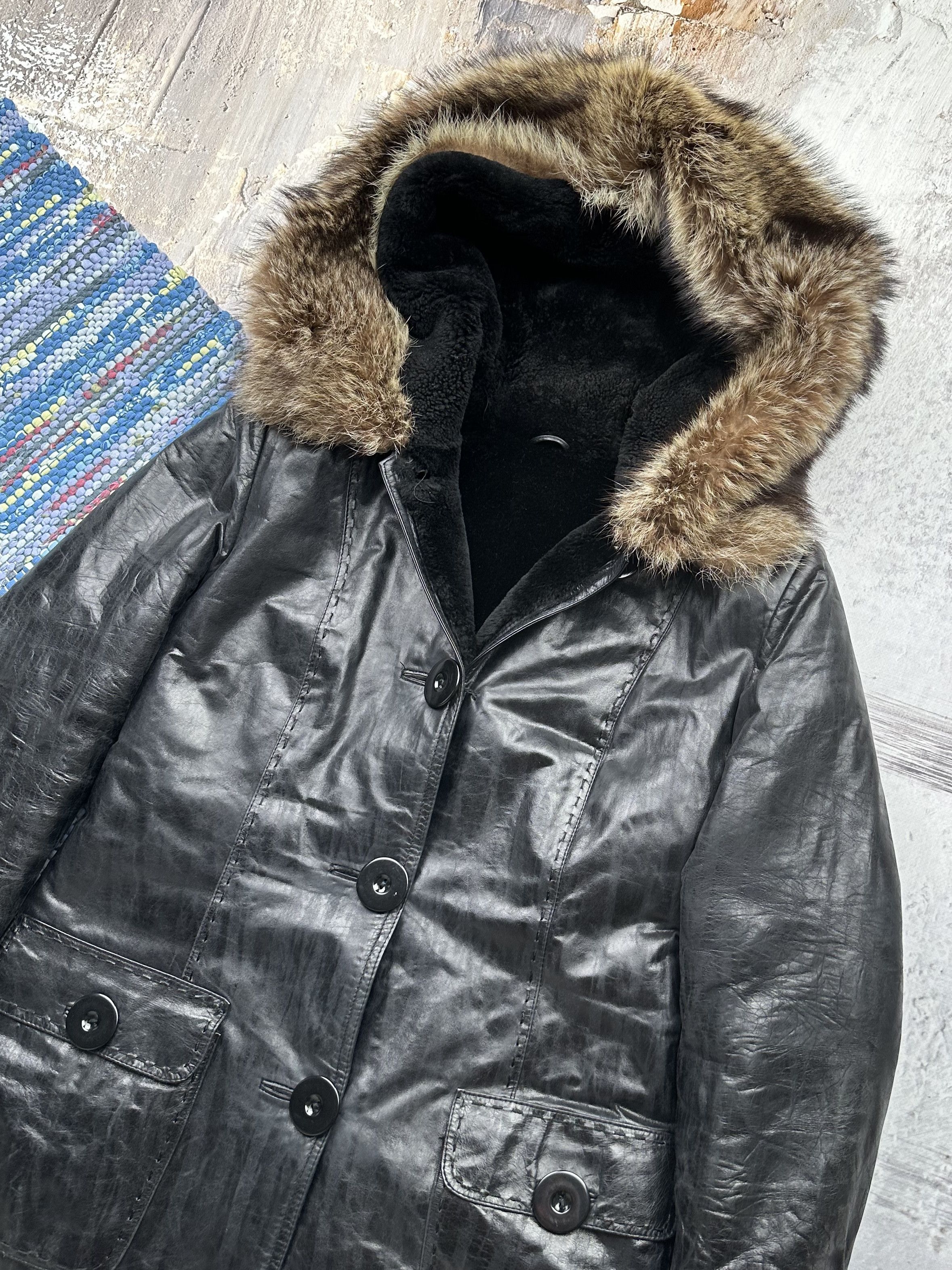 Vintage Vintage Leather Coat With Real Fur Details A96(481)D15 Size S / US 4 / IT 40 - 4 Thumbnail
