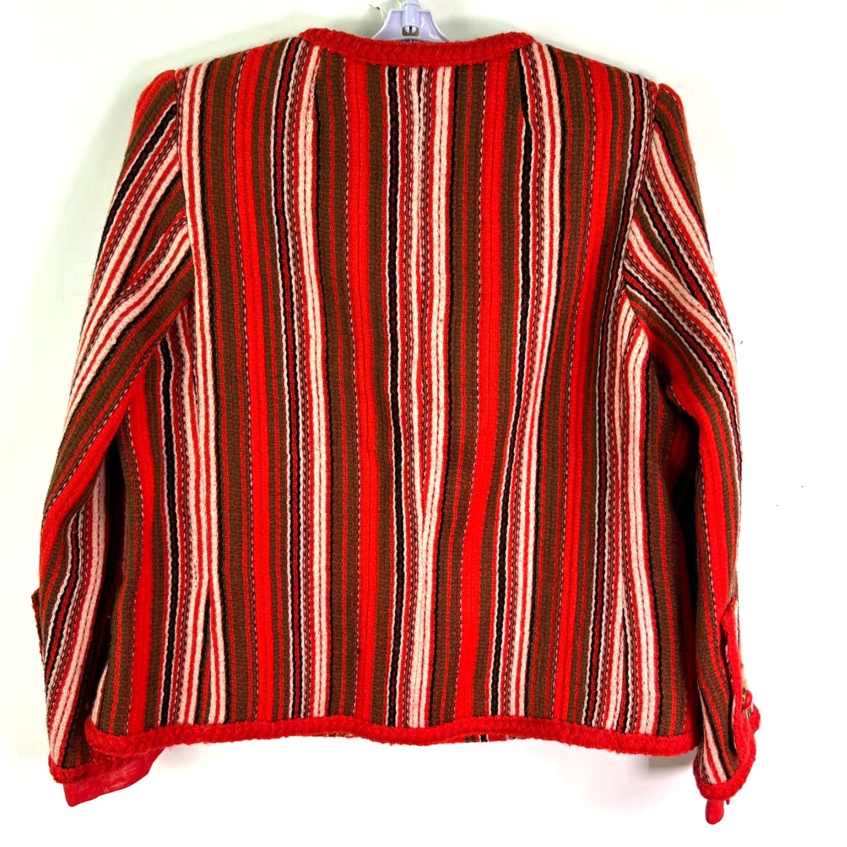 Vintage VINTAGE Elizabeth Arden London Stripped Tweed Jacket Womens SZ 16 Orange Size XXL / US 16-18 / IT 52-54 - 7 Thumbnail