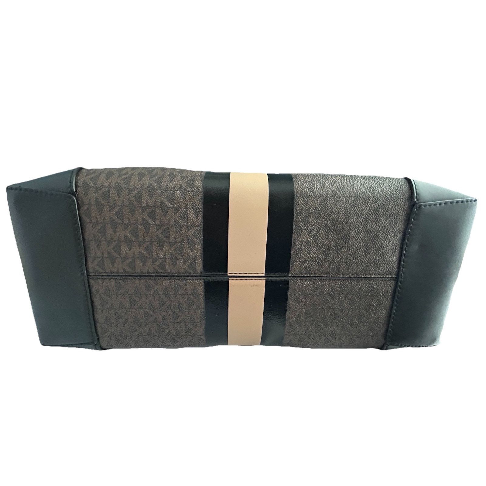 Michael Kors Michael Kors Eva Large Stripe Tote Bag Pouch Black Camel NWT Size ONE SIZE - 15 Thumbnail