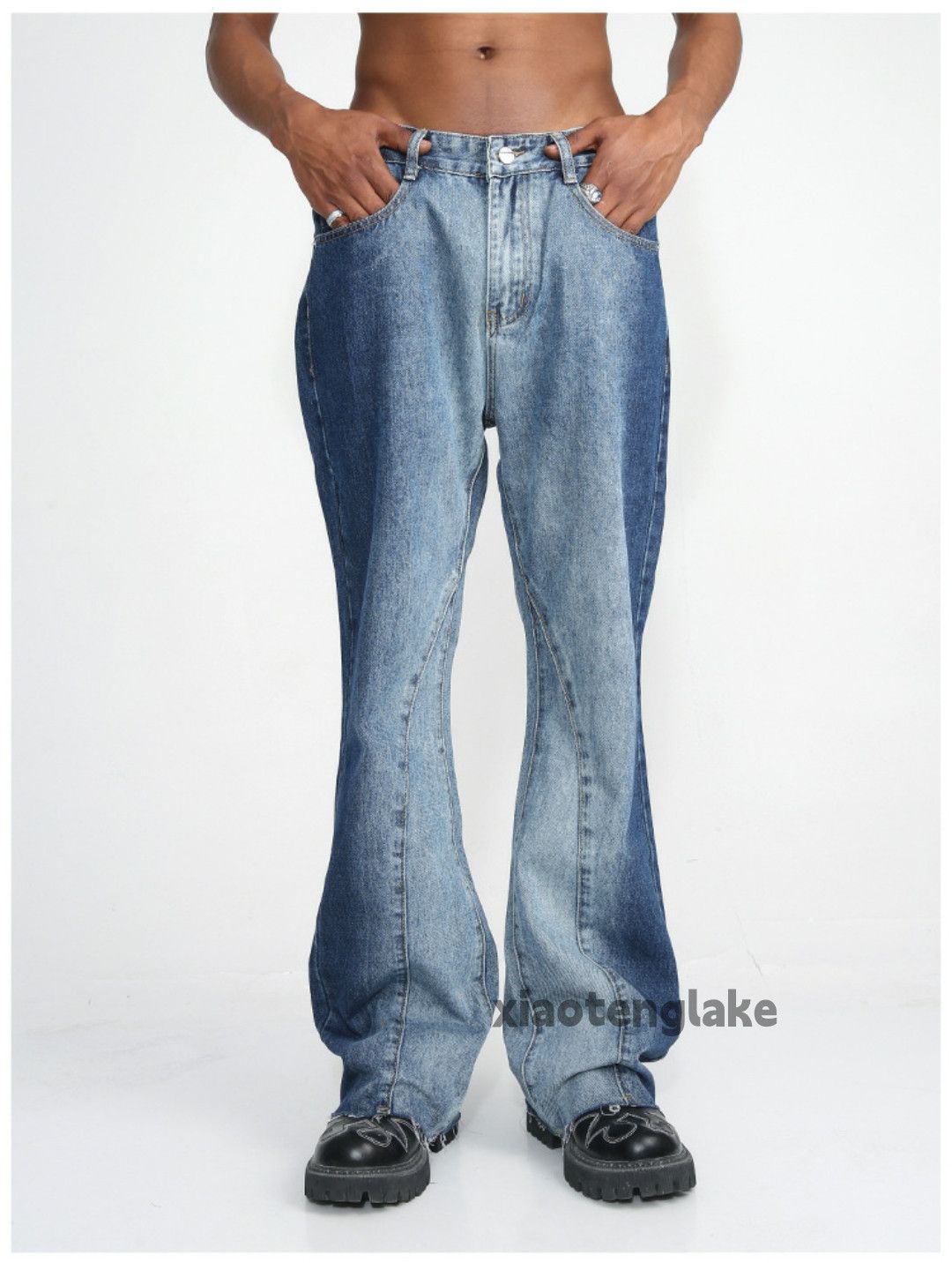 Jean × Vintage washed faded cleanfit yuppie bootcut tie dye jeans Size US 30 / EU 46 - 4 Thumbnail