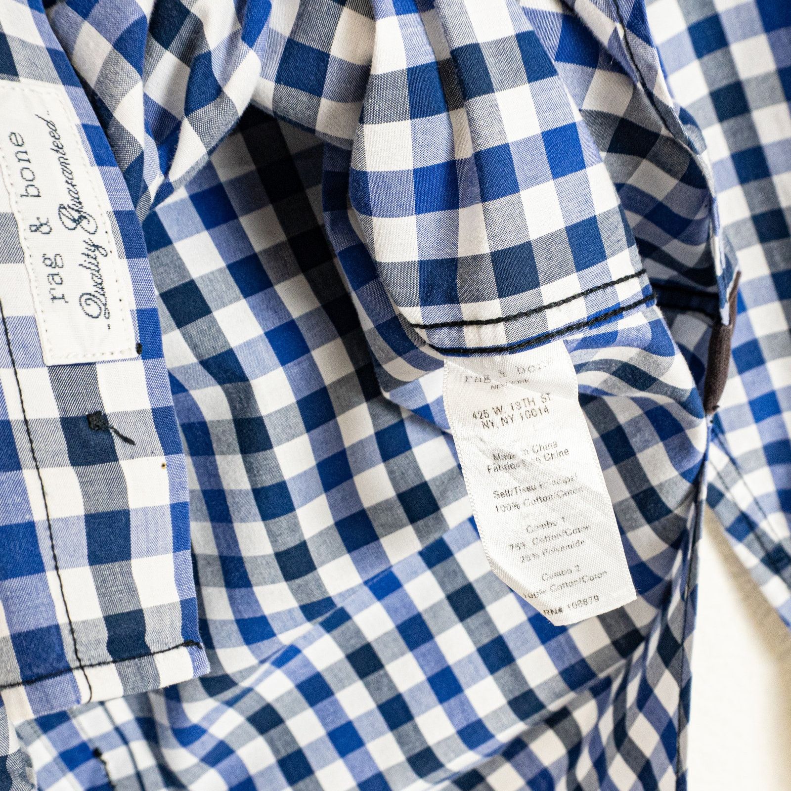 Rag & Bone Rag & Bone Men's Slim Fit Button Down Shirt Blue Gingham Size US XS / EU 42 / 0 - 6 Thumbnail