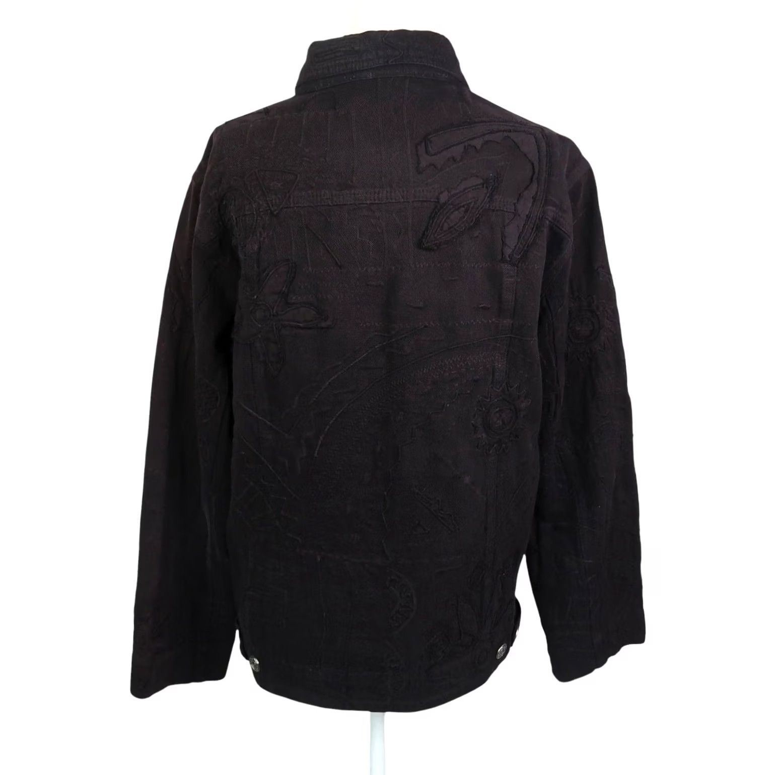 Vintage VINTAGE Chico's Dark Plum Floral Embroidered Jacket M Women's Cotton Short Button Long Sleeve 90s Bohemian Fall Spring Girls? Size M / US 6-8 / IT 42-44 - 4 Thumbnail
