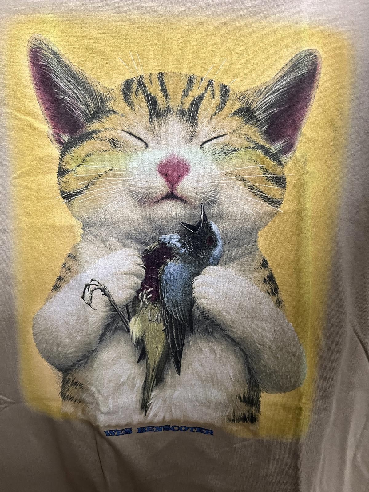 Gildan VTGY Wes Benscoter Art Tee Cute Kitty Eats Bird T-shirt- XL Size US XL / EU 56 / 4 - 3 Thumbnail