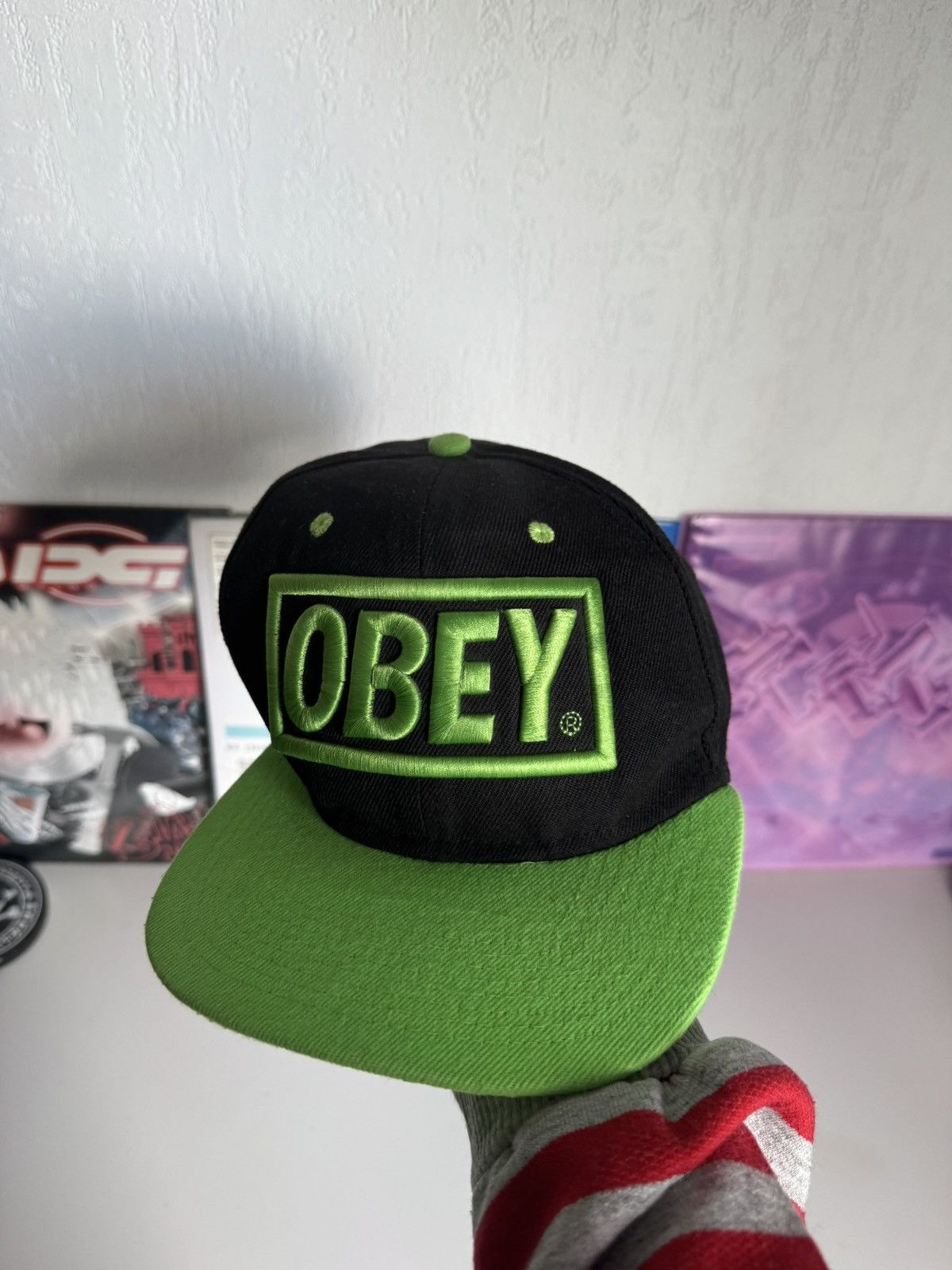 Obey Obey Neon Green Logo Snapback Cap Y2K Rap style Size ONE SIZE - 4 Thumbnail