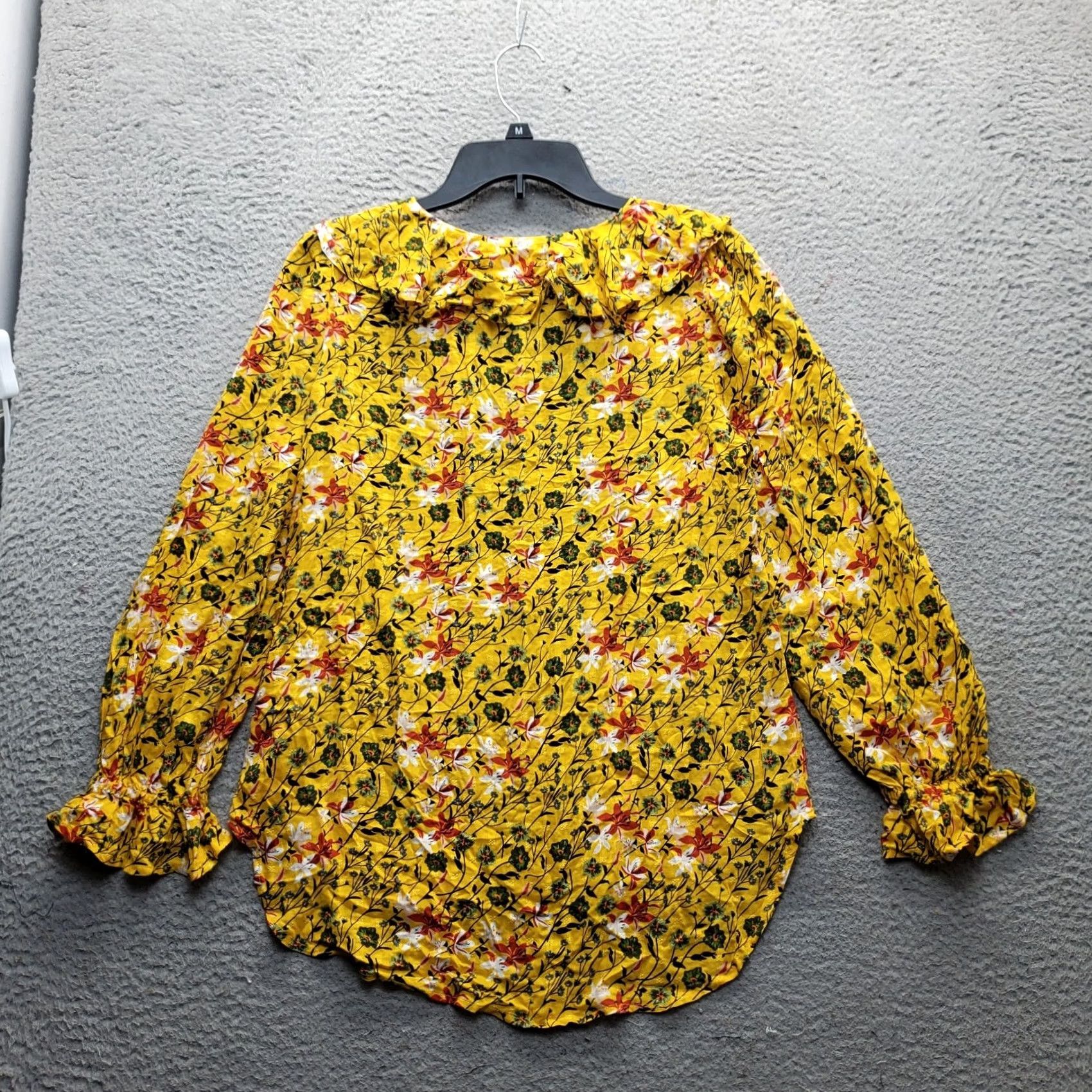 Vintage Jane & Delancey Blouse Womens Small Multi Floral Ruffle Neck Button Front Long Sleeve Top Size S / US 4 / IT 40 - 2 Thumbnail